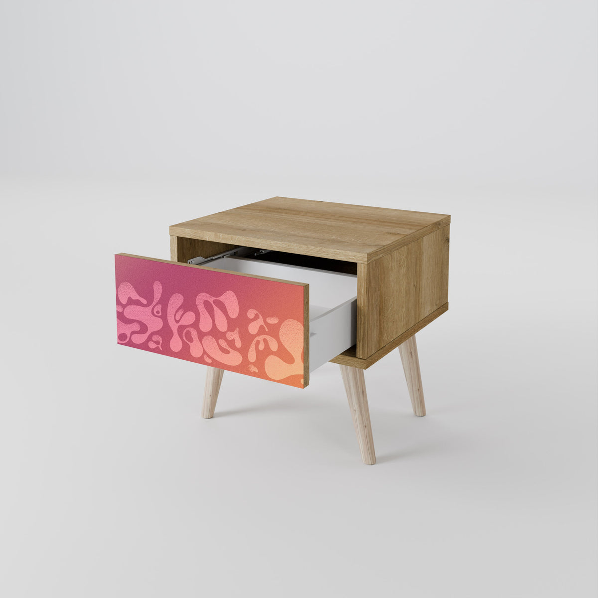 Table de chevet IRREGULAR PINK effet chêne