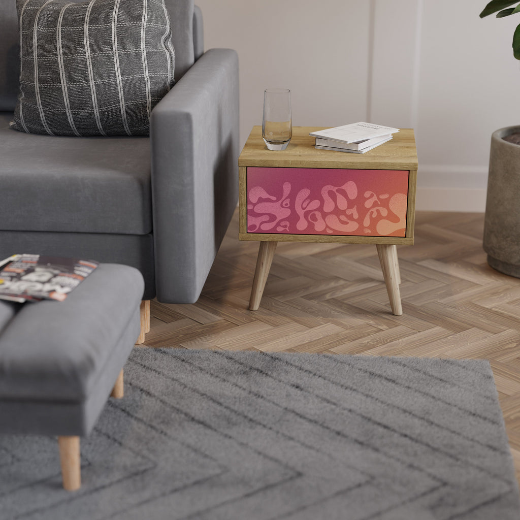 Table de chevet IRREGULAR PINK effet chêne