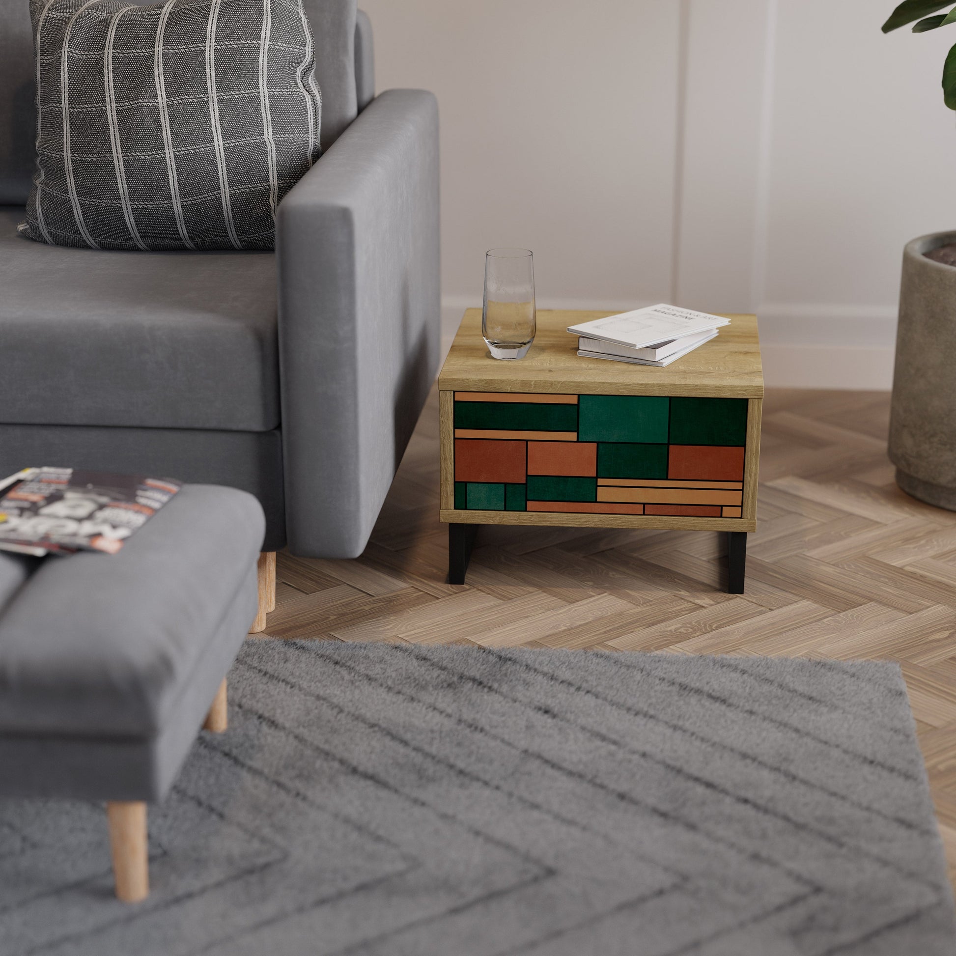 EARTHY FIGURES Nightstand in Oak Effect