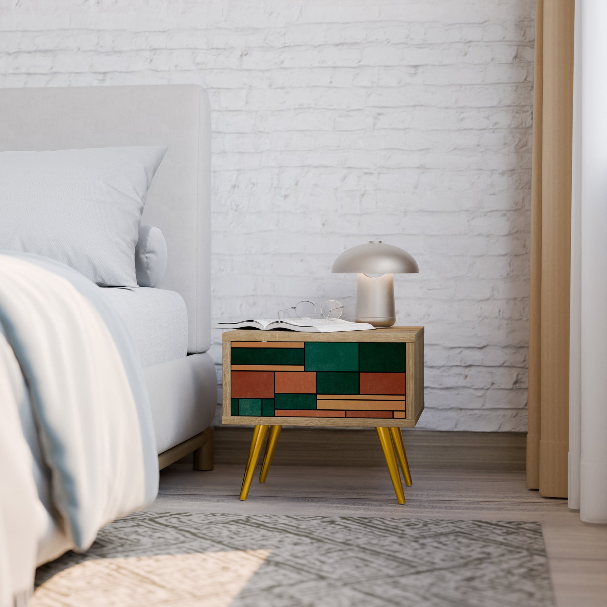 EARTHY FIGURES Nightstand in Oak Effect