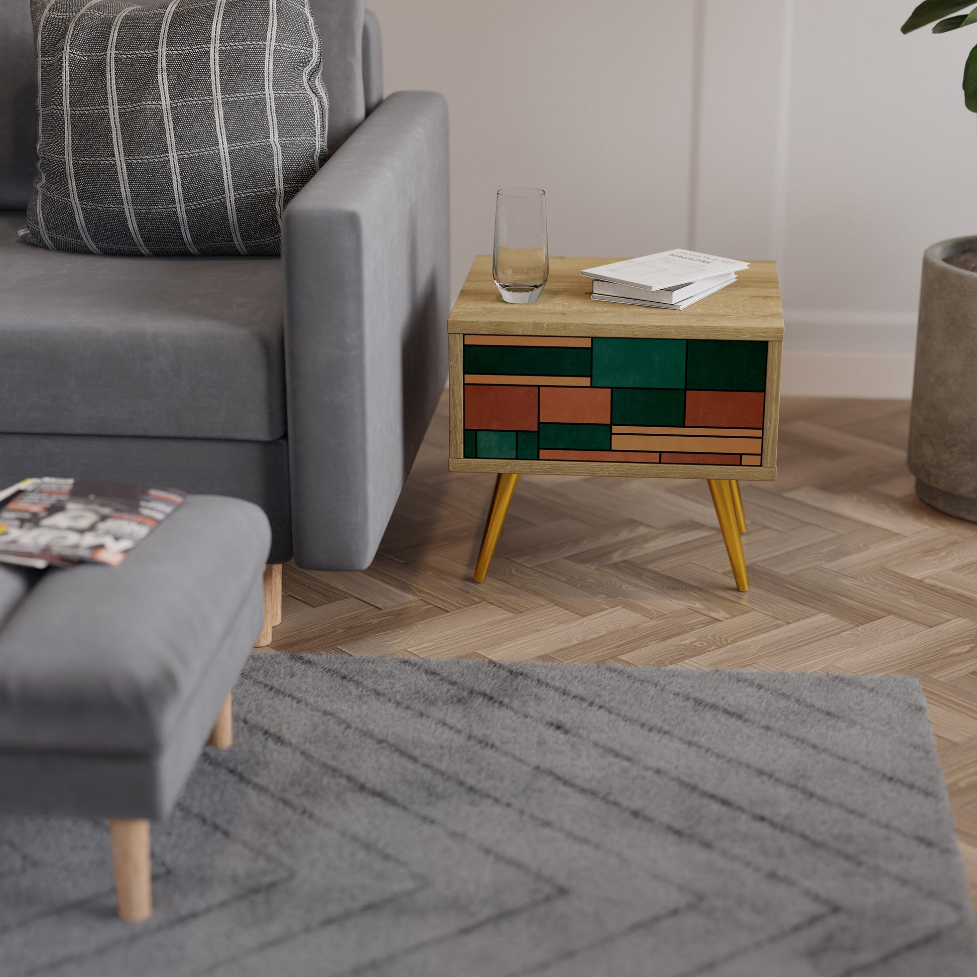 EARTHY FIGURES Nightstand in Oak Effect