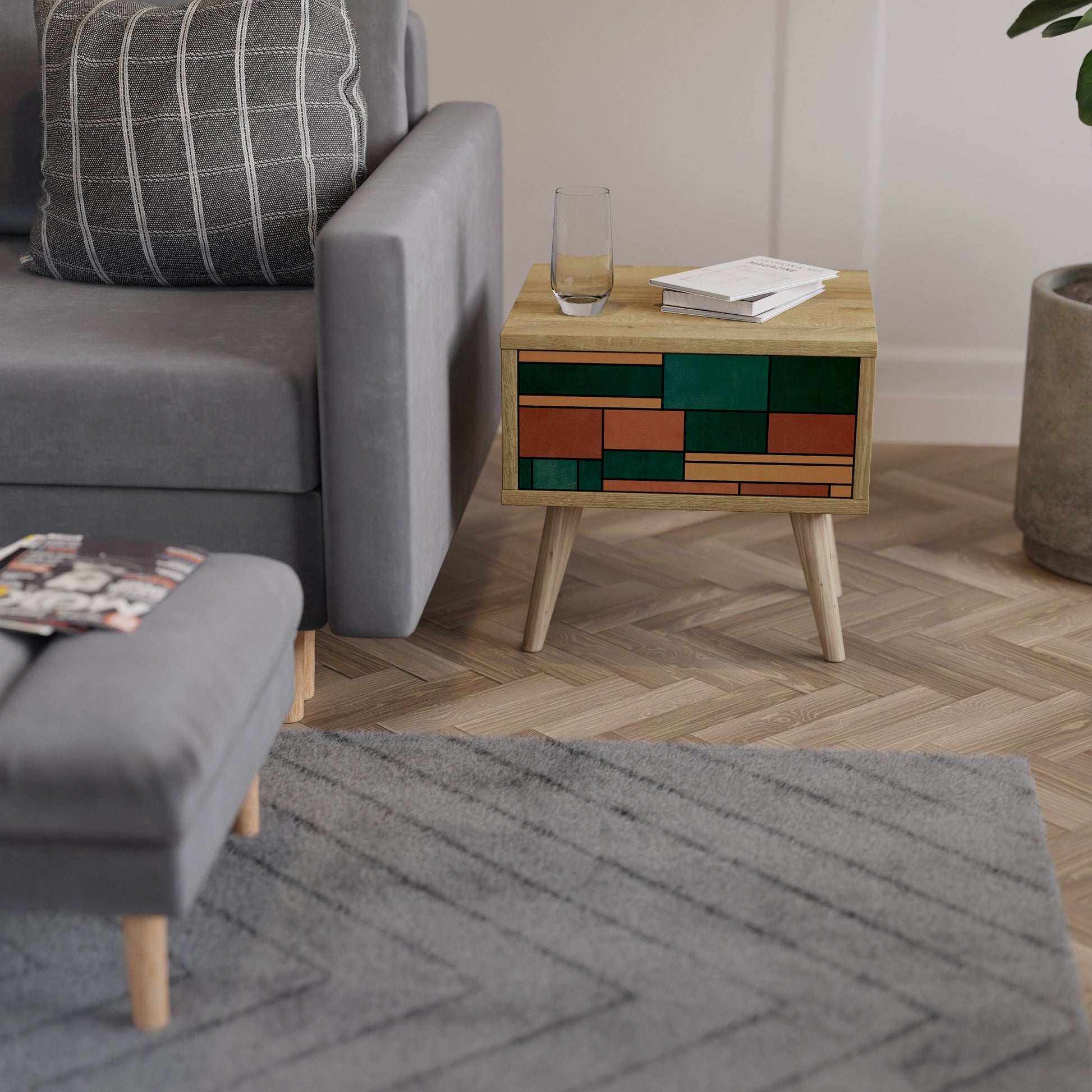 EARTHY FIGURES Nightstand in Oak Effect