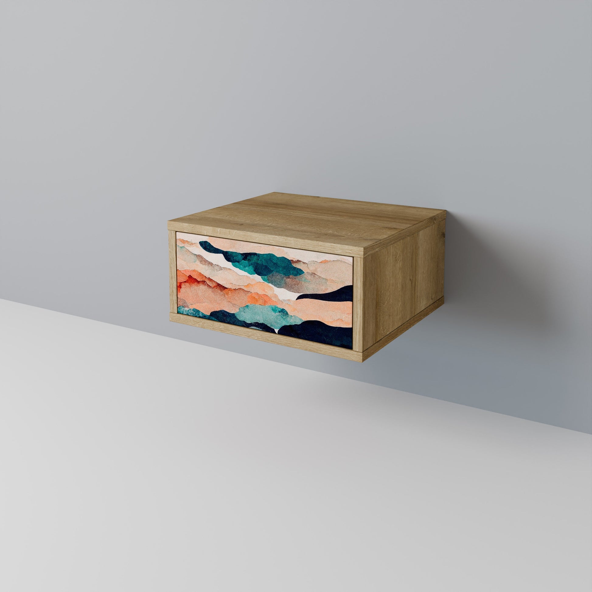 ABSTRACT LANDSCAPE Nightstand in Oak Effect