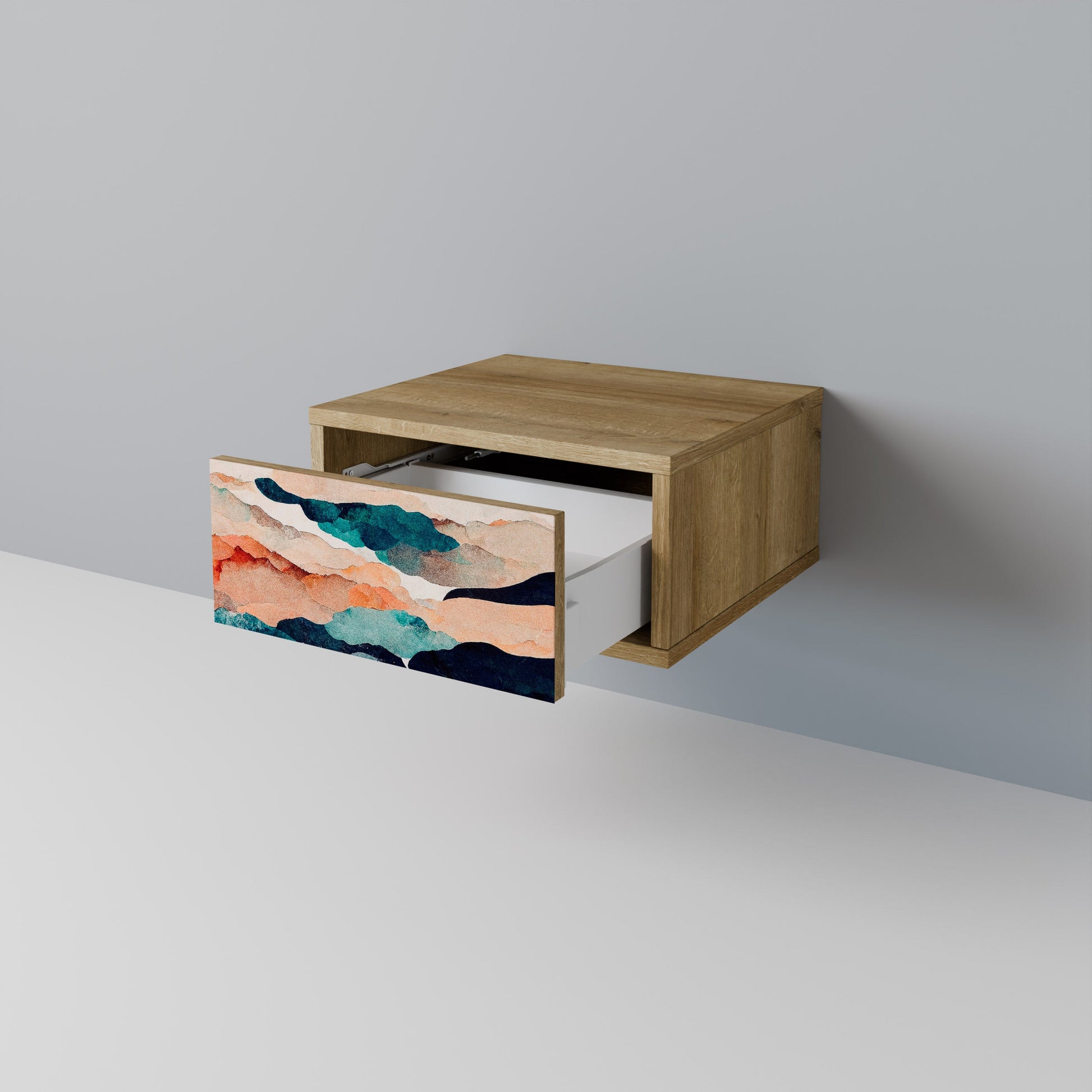 ABSTRACT LANDSCAPE Nightstand in Oak Effect
