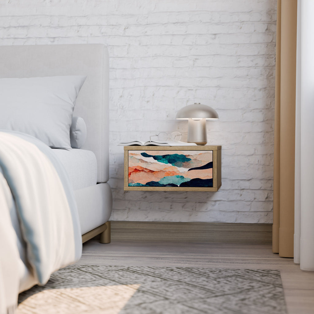 ABSTRACT LANDSCAPE Nightstand in Oak Effect