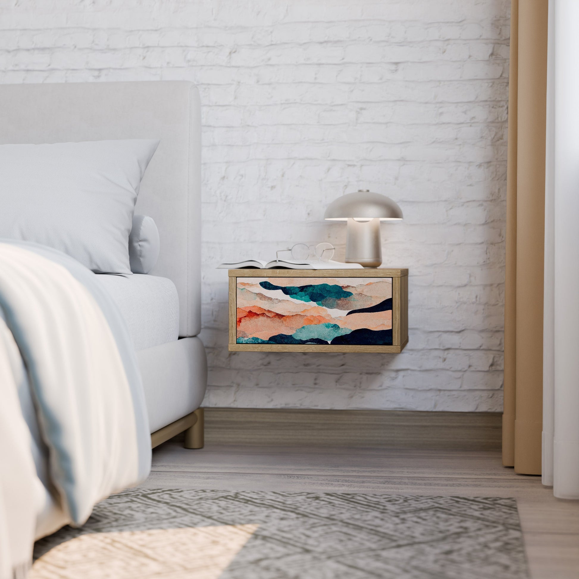 ABSTRACT LANDSCAPE Nightstand in Oak Effect