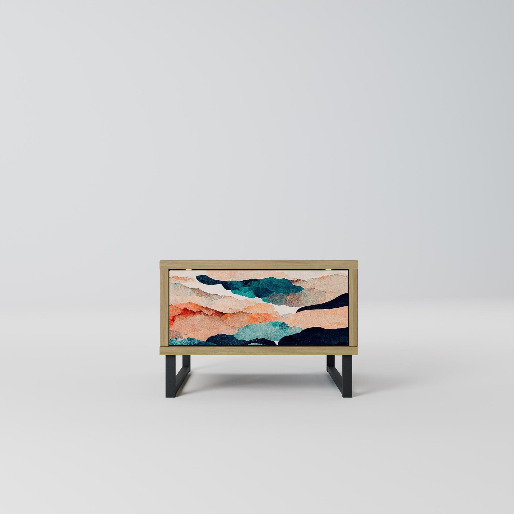 ABSTRACT LANDSCAPE Nightstand in Oak Effect