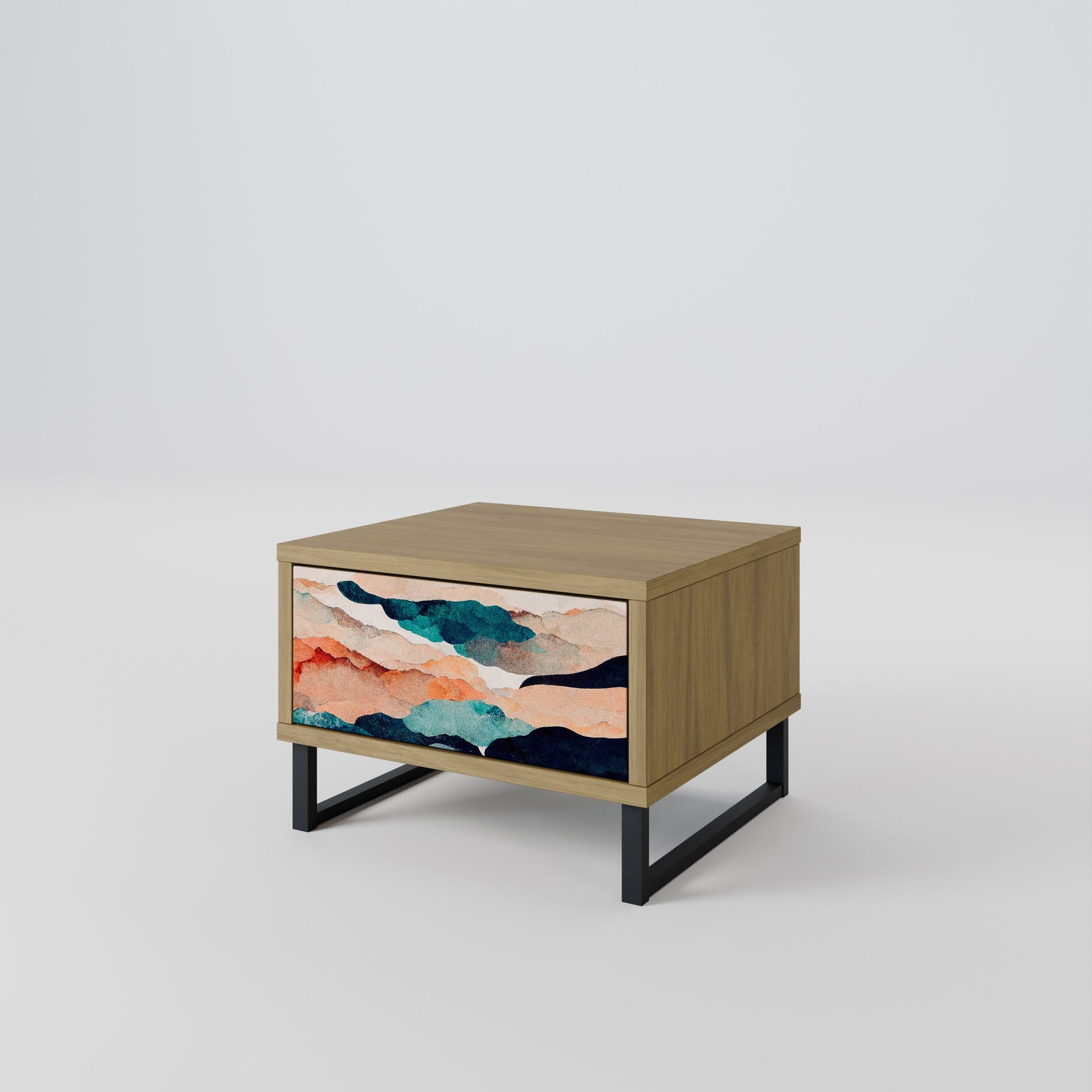 ABSTRACT LANDSCAPE Nightstand in Oak Effect