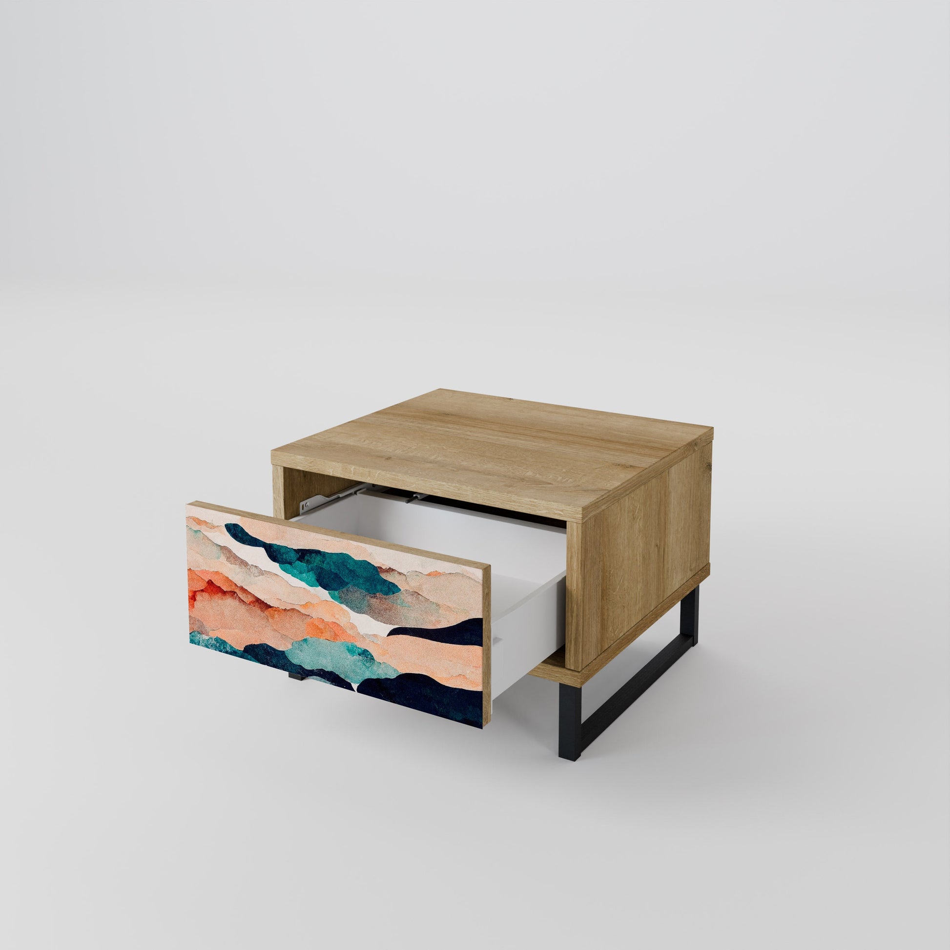 ABSTRACT LANDSCAPE Nightstand in Oak Effect