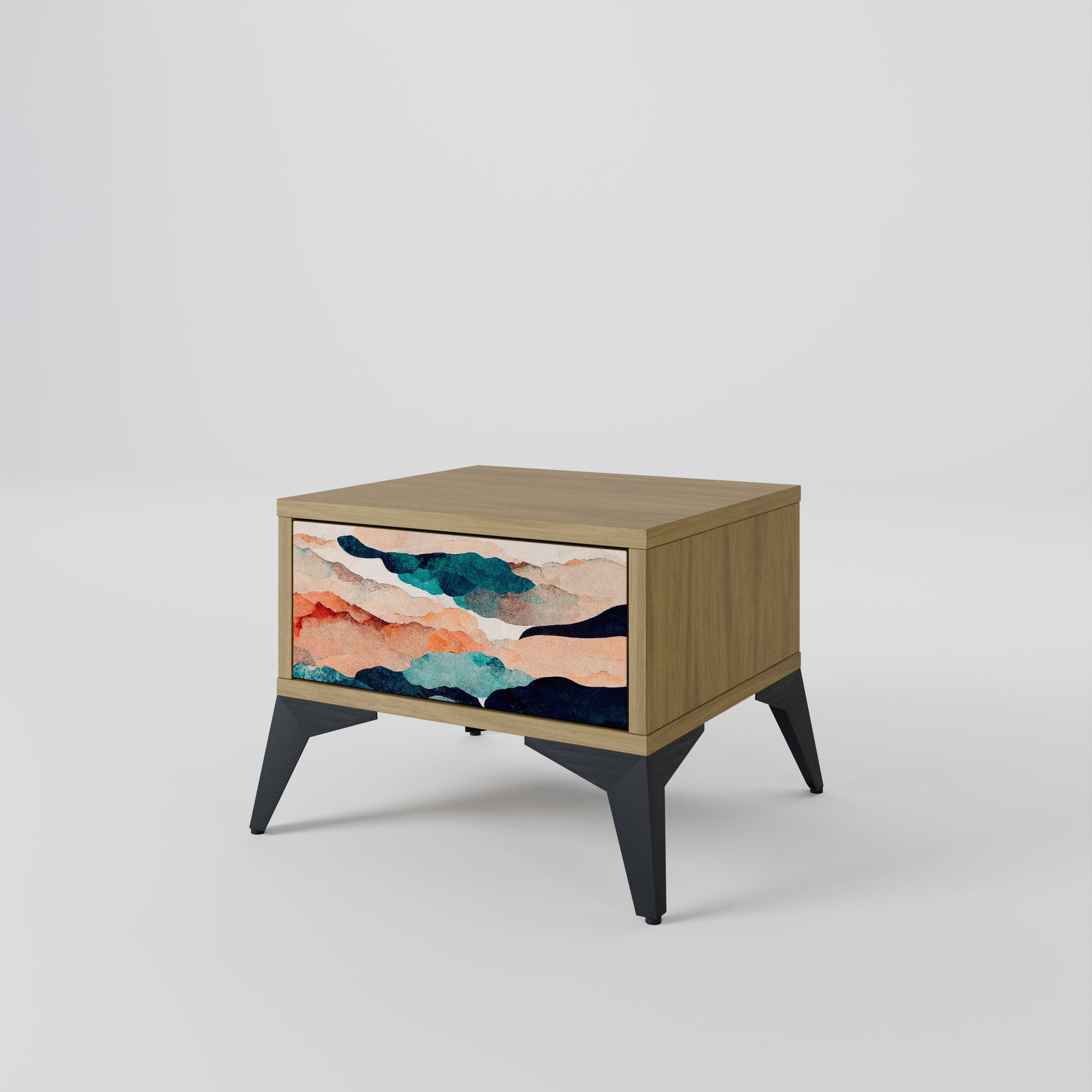 ABSTRACT LANDSCAPE Nightstand in Oak Effect