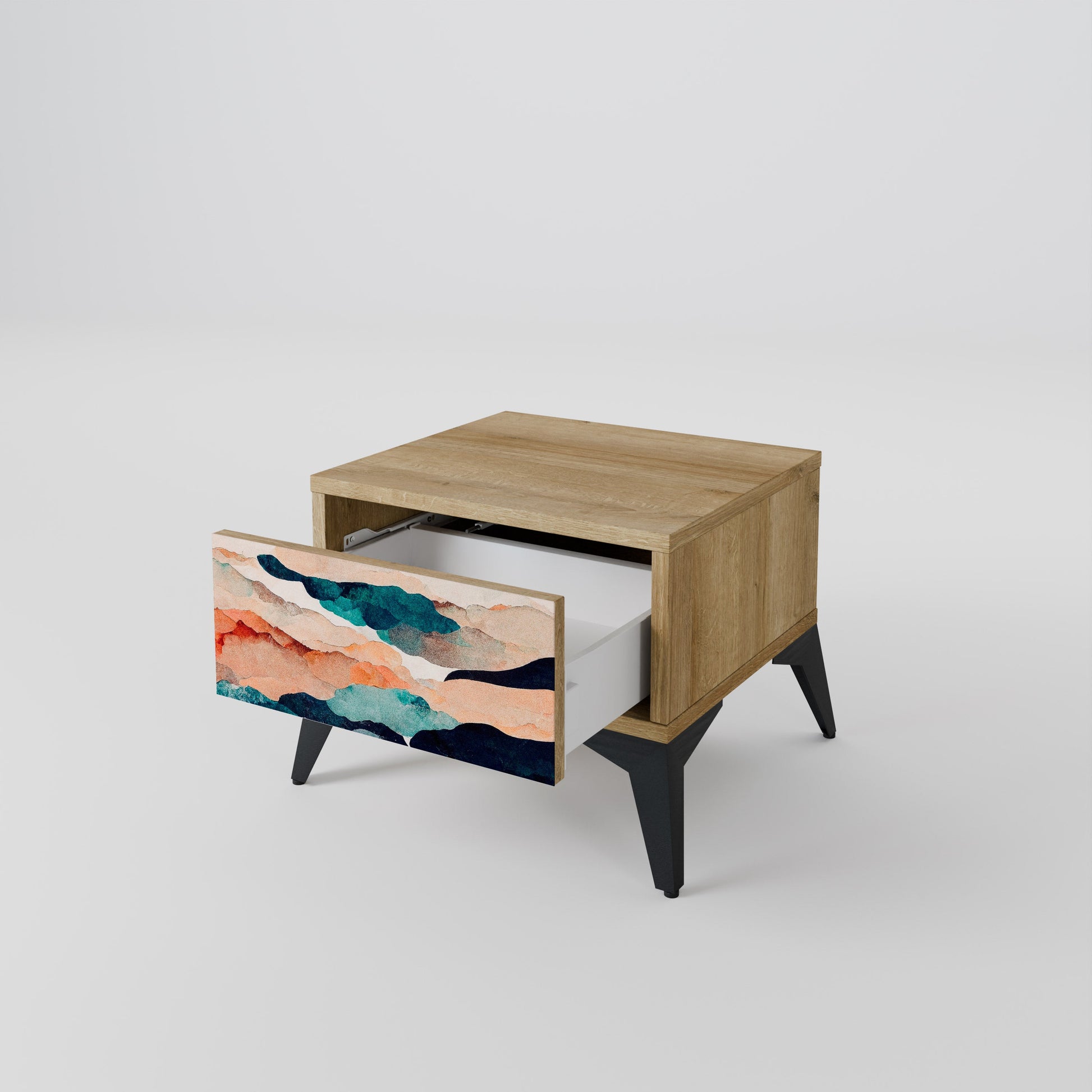 ABSTRACT LANDSCAPE Nightstand in Oak Effect