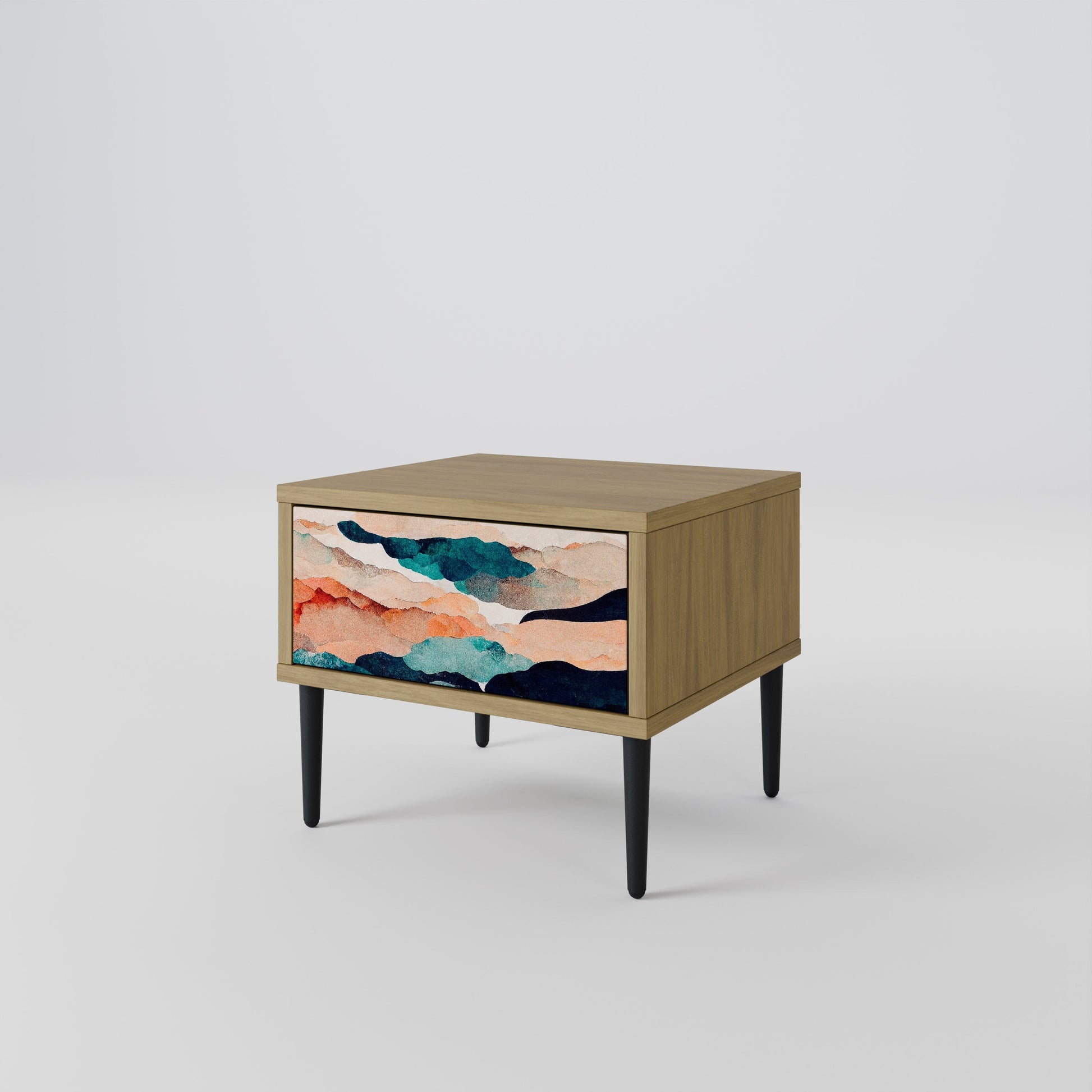 ABSTRACT LANDSCAPE Nightstand in Oak Effect