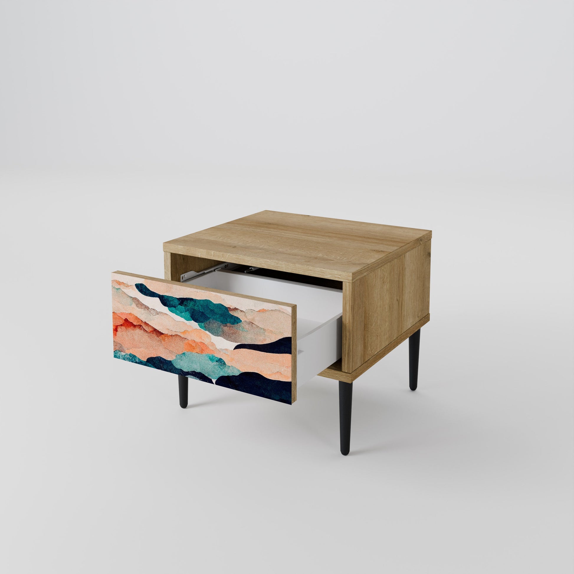 ABSTRACT LANDSCAPE Nightstand in Oak Effect
