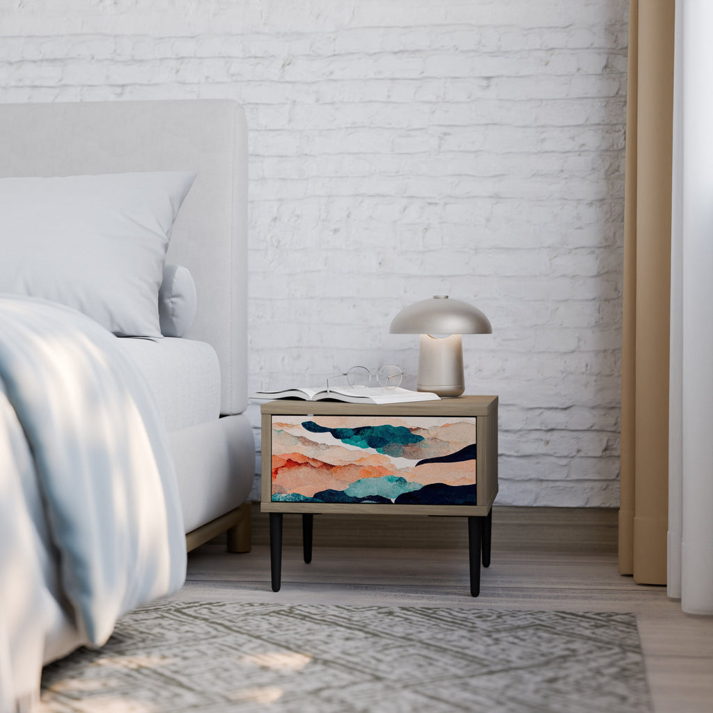 ABSTRACT LANDSCAPE Nightstand in Oak Effect