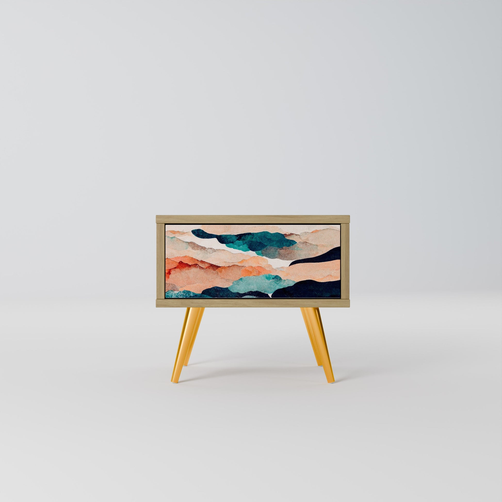 ABSTRACT LANDSCAPE Nightstand in Oak Effect