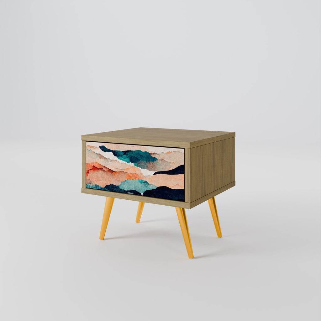 ABSTRACT LANDSCAPE Nightstand in Oak Effect