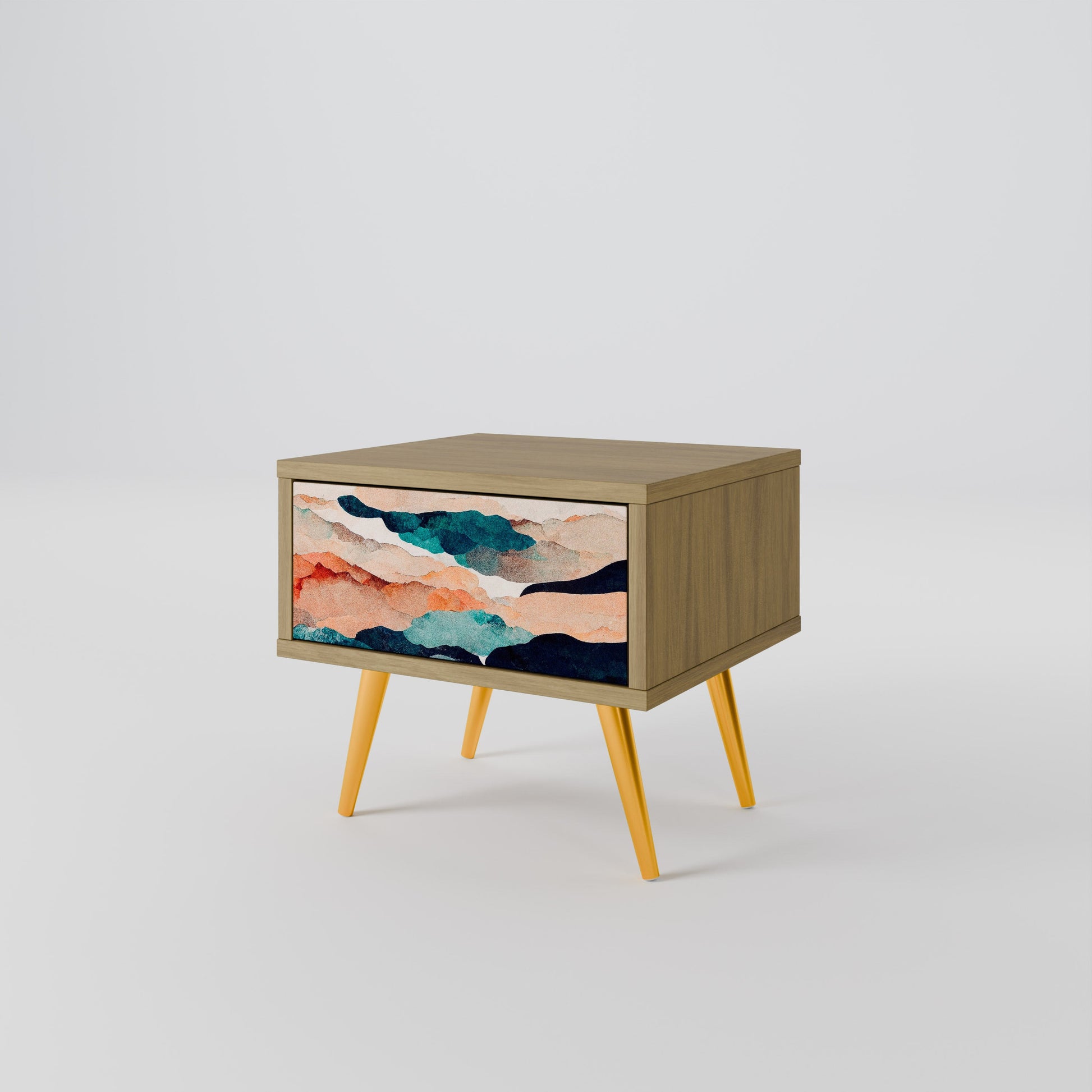 ABSTRACT LANDSCAPE Nightstand in Oak Effect