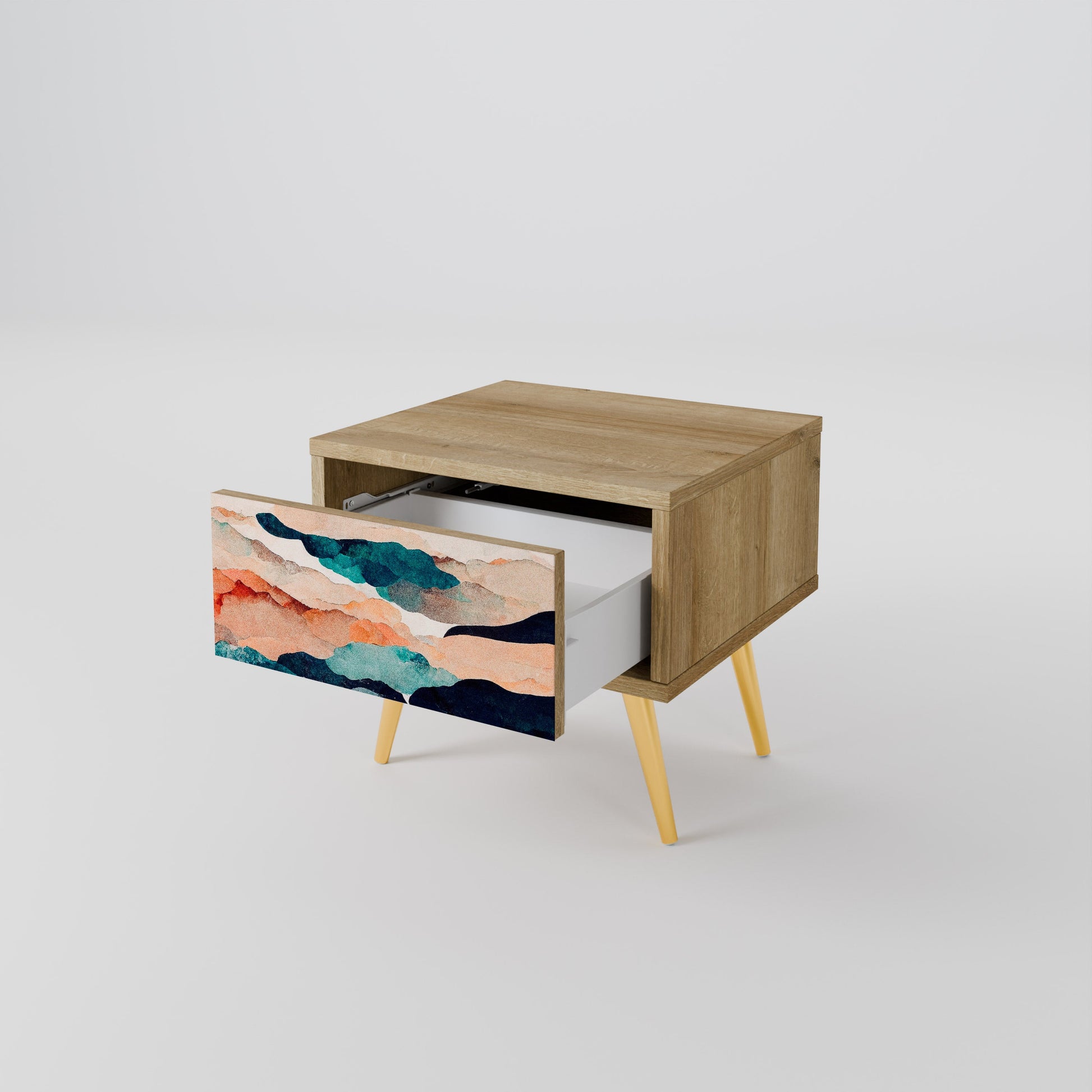 ABSTRACT LANDSCAPE Nightstand in Oak Effect