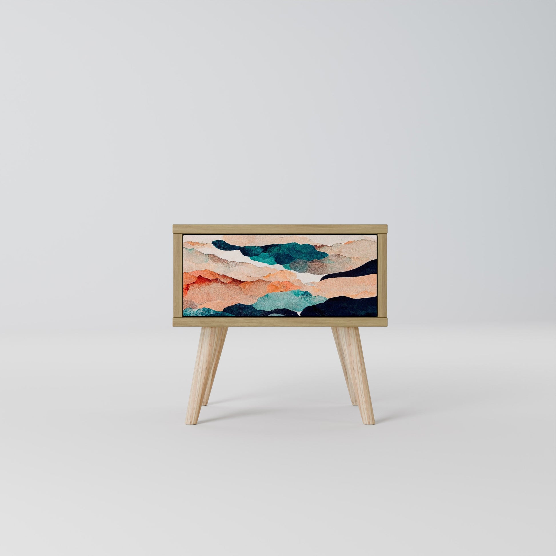 ABSTRACT LANDSCAPE Nightstand in Oak Effect