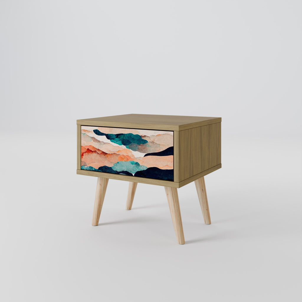 ABSTRACT LANDSCAPE Nightstand in Oak Effect