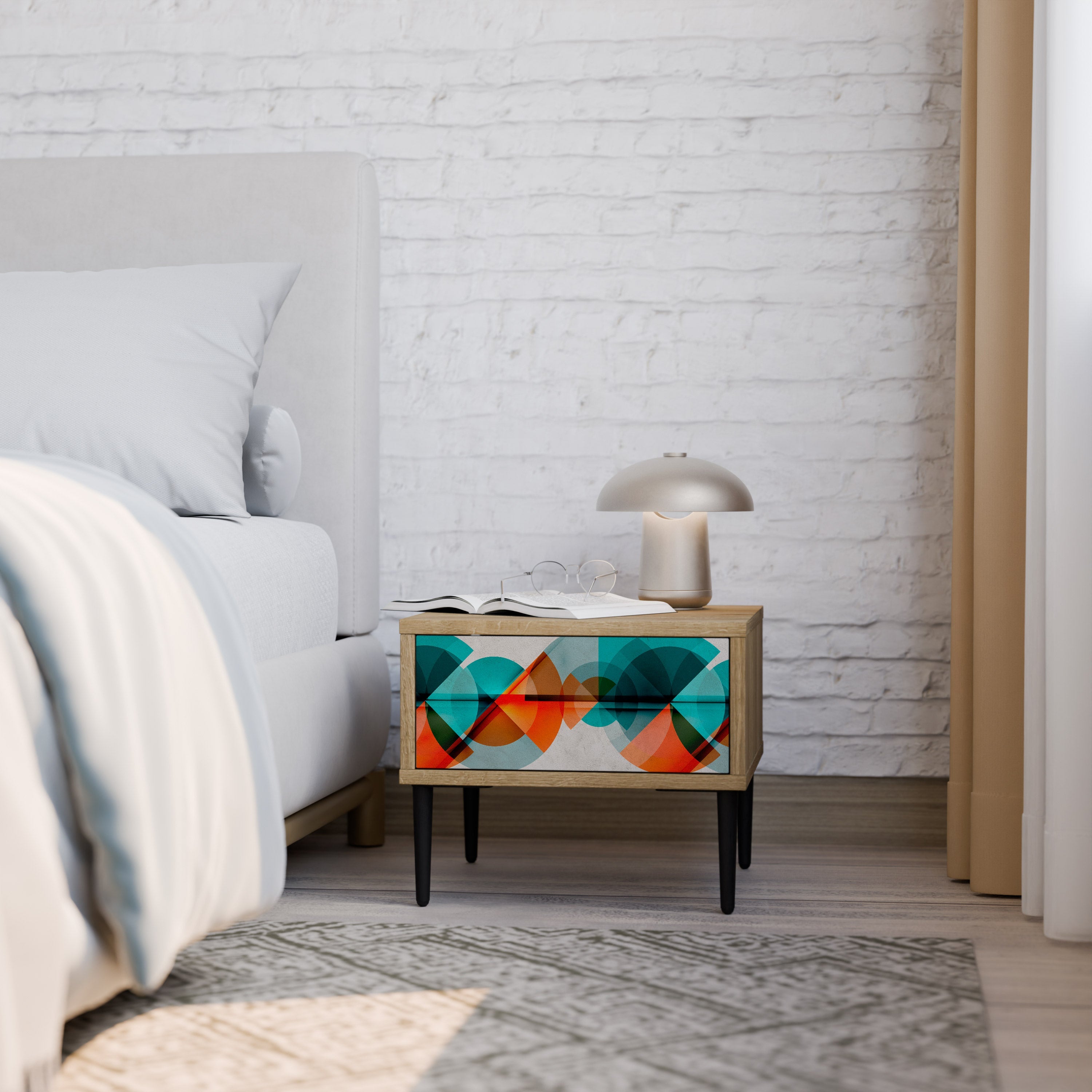 CIRCULAR RHAPSODY Nightstand in Oak Effect