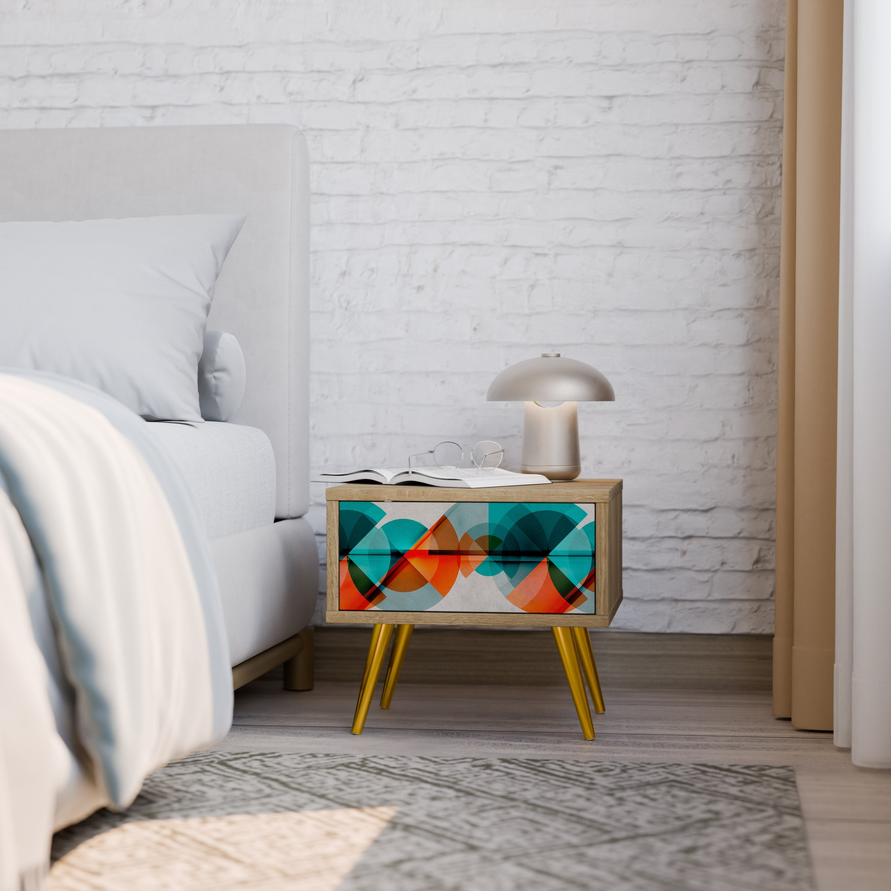 CIRCULAR RHAPSODY Nightstand in Oak Effect