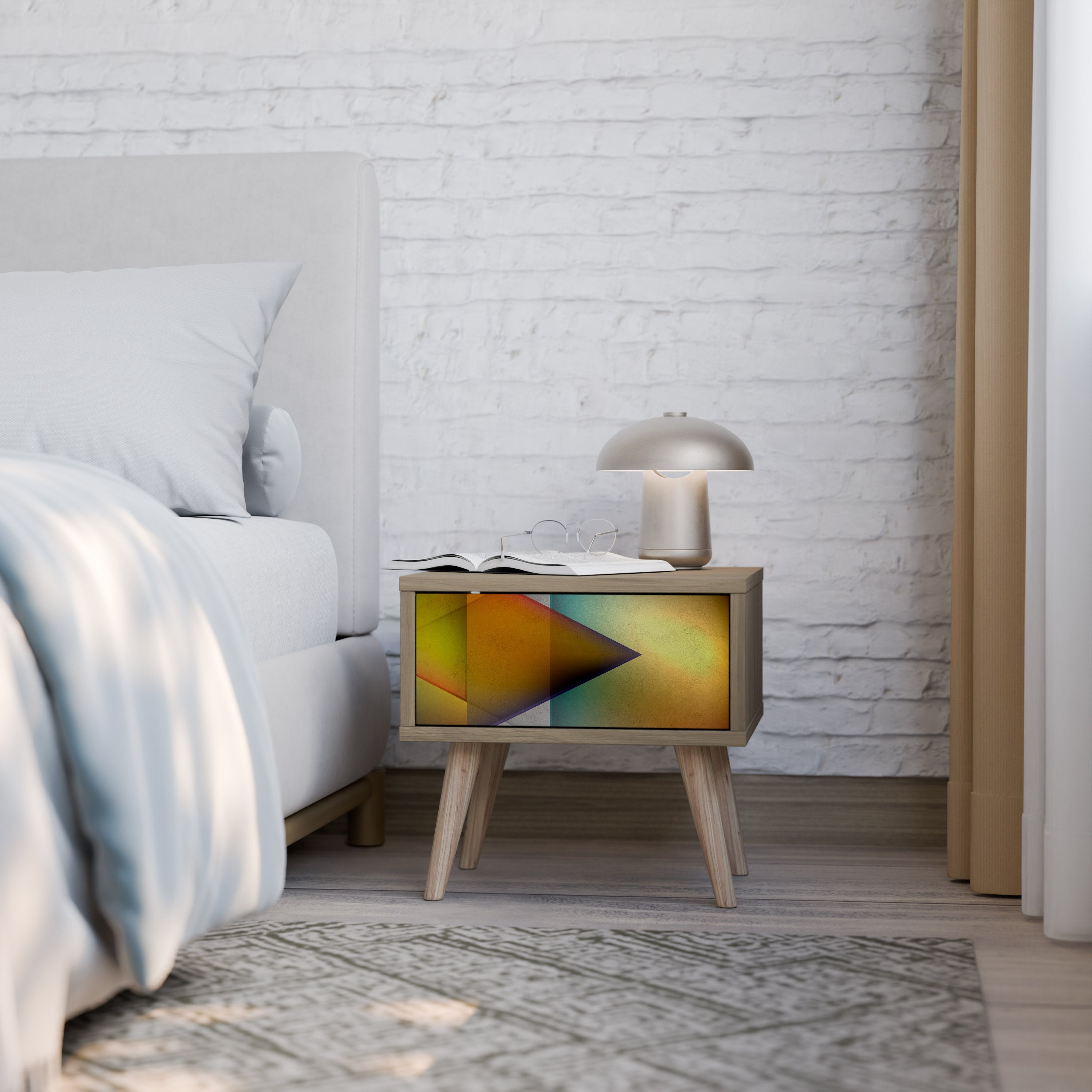 PIERCING SHARPNESS Nightstand in Oak Effect