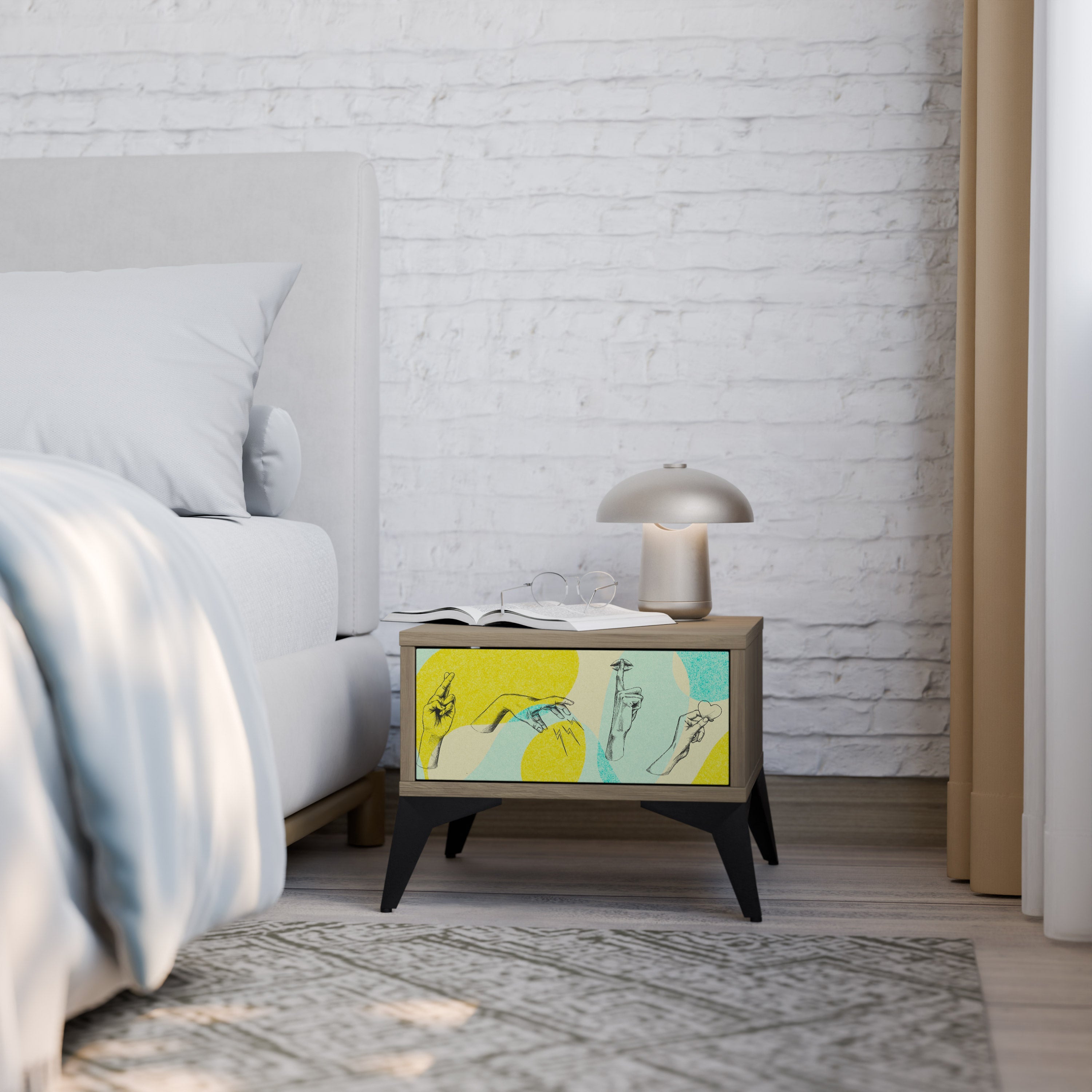 BODY LANGUAGE Nightstand in Oak Effect