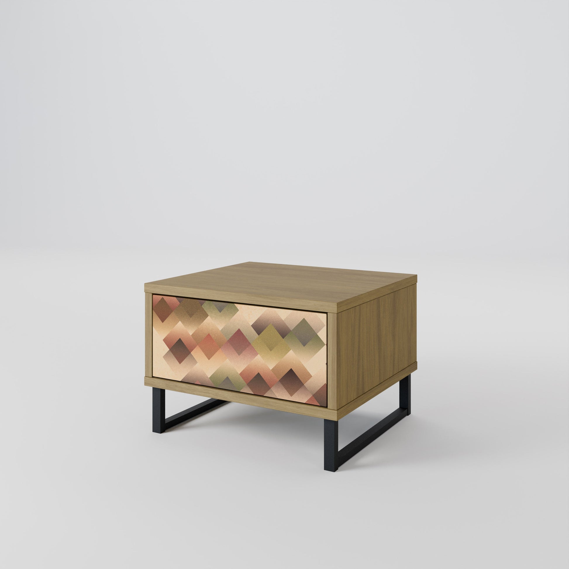 Table de chevet GEOMETRIC FUSION effet chêne