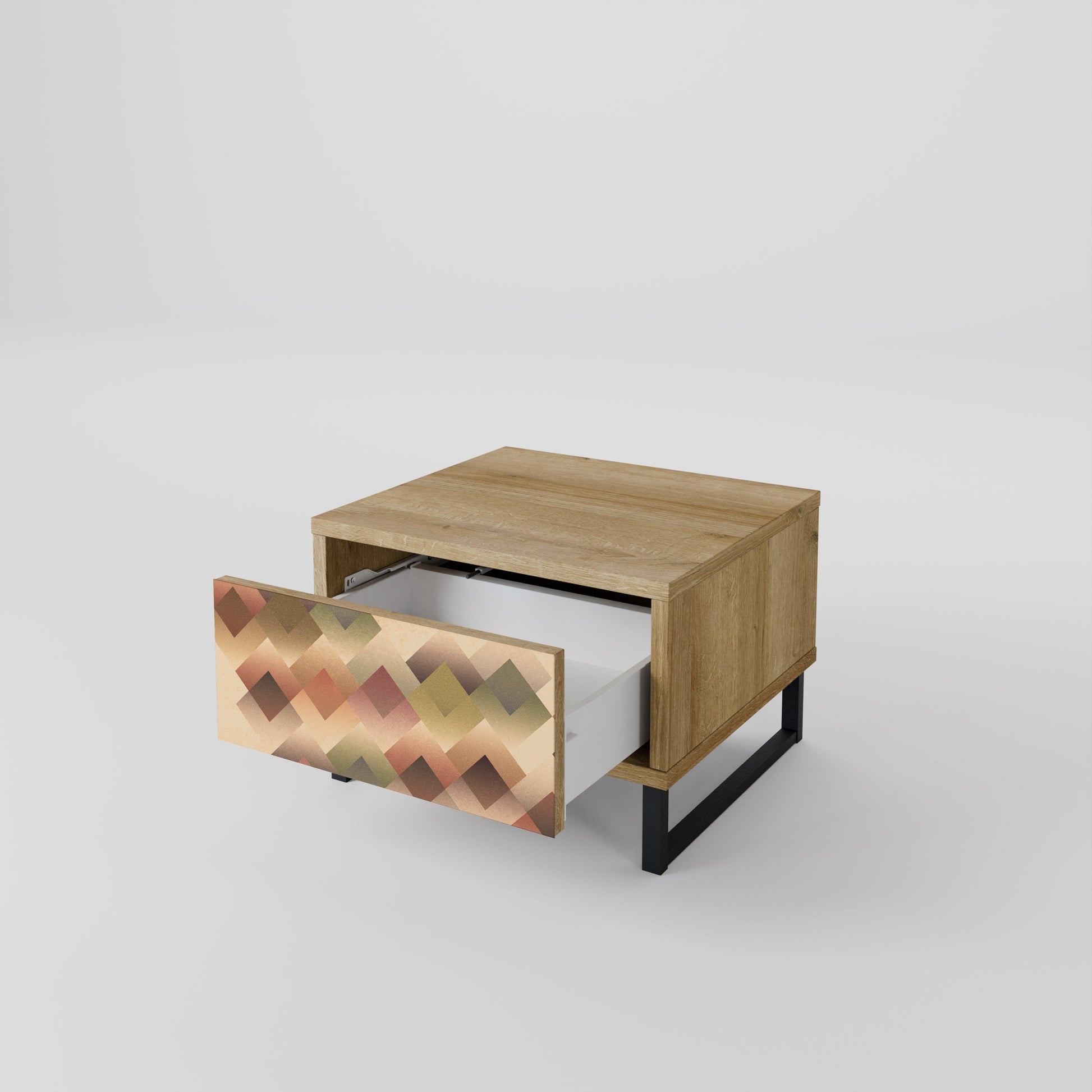 Table de chevet GEOMETRIC FUSION effet chêne