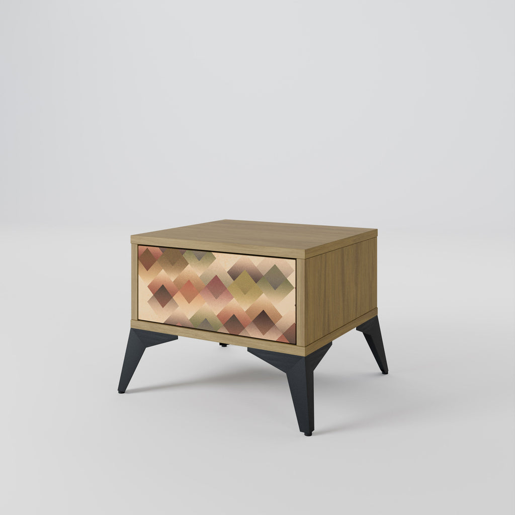 Table de chevet GEOMETRIC FUSION effet chêne