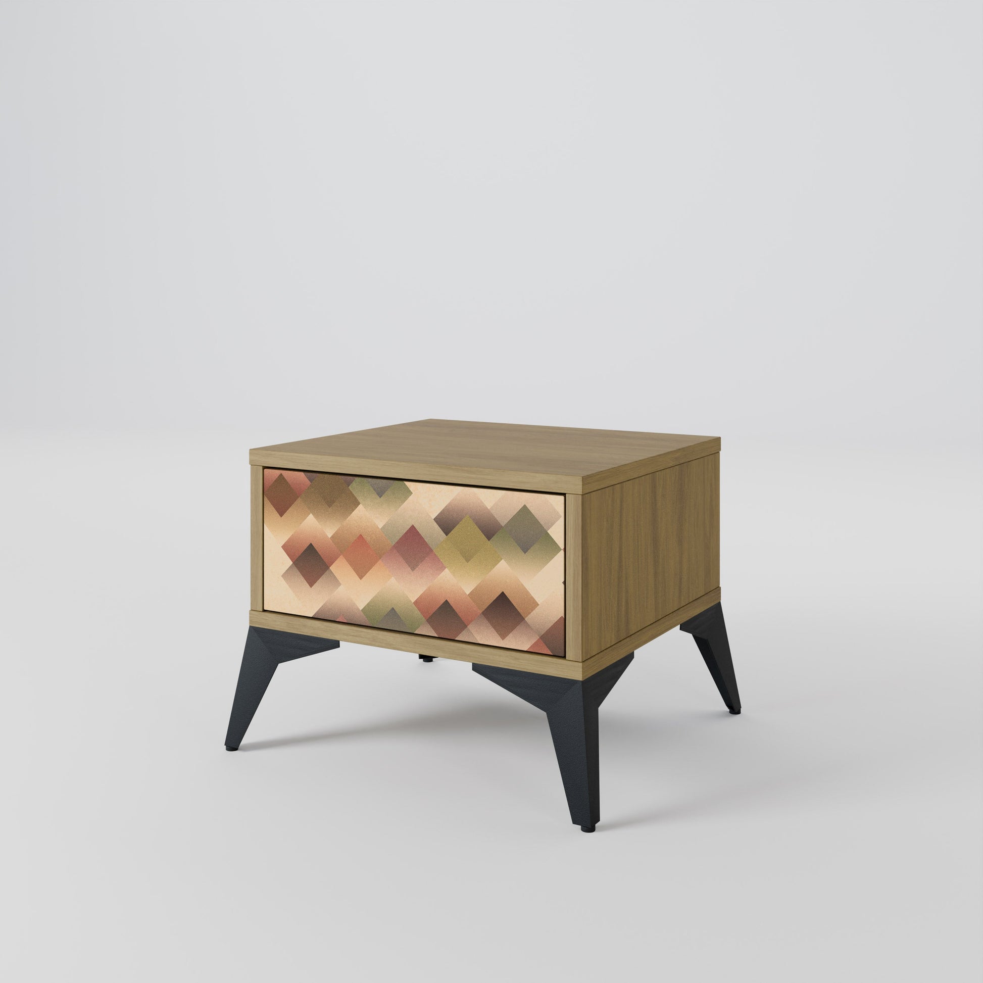 Table de chevet GEOMETRIC FUSION effet chêne