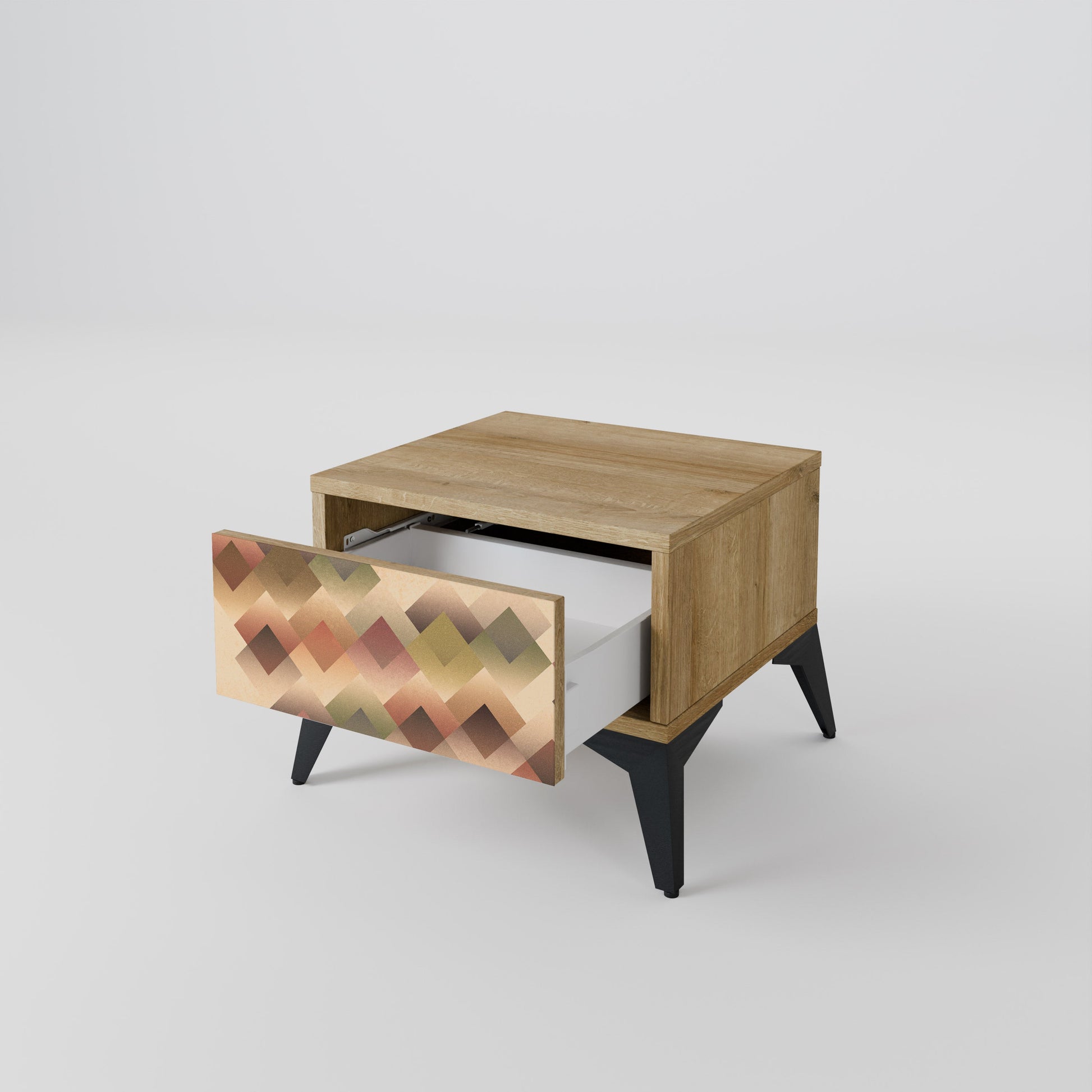 Table de chevet GEOMETRIC FUSION effet chêne