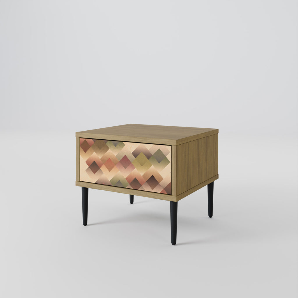 Table de chevet GEOMETRIC FUSION effet chêne