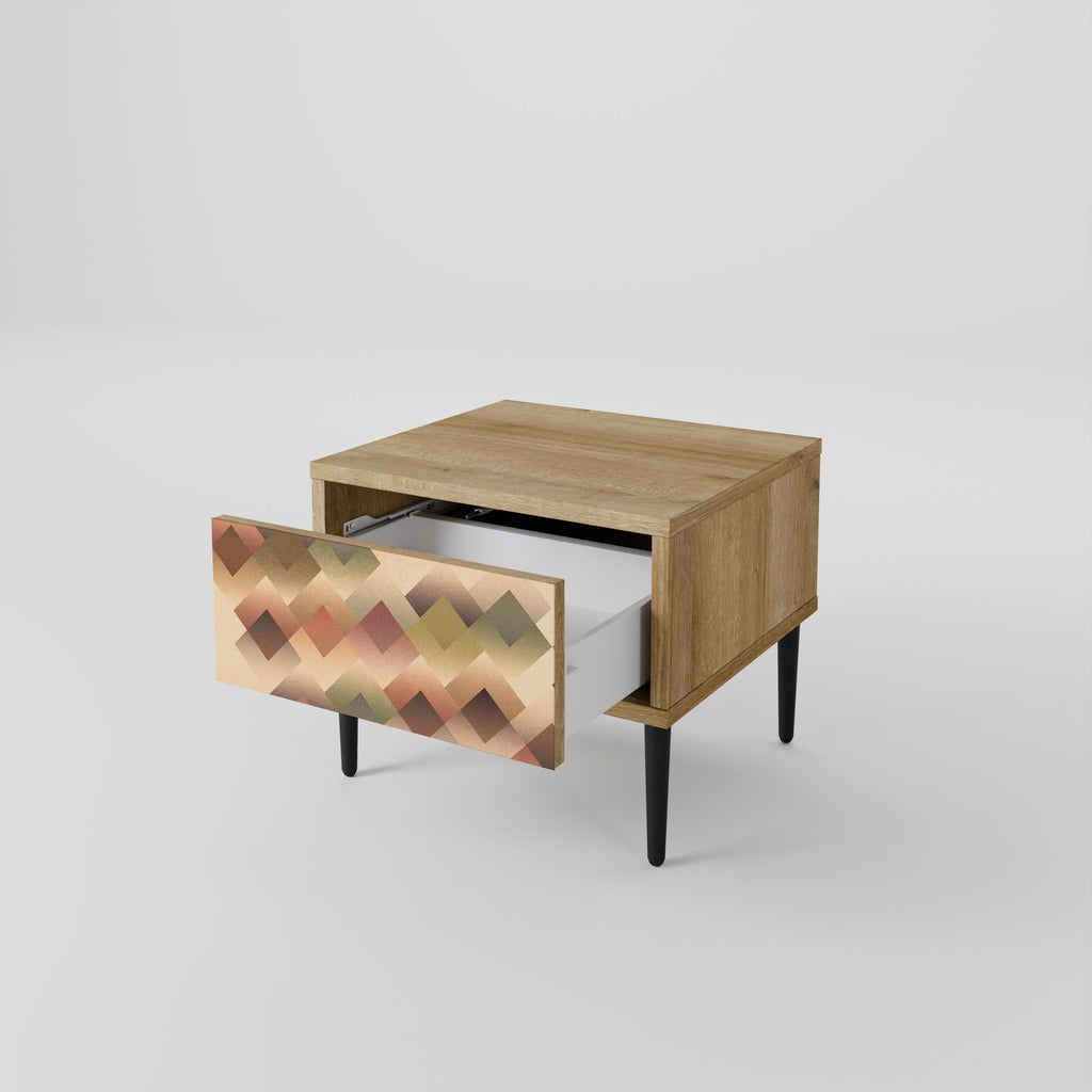 Table de chevet GEOMETRIC FUSION effet chêne