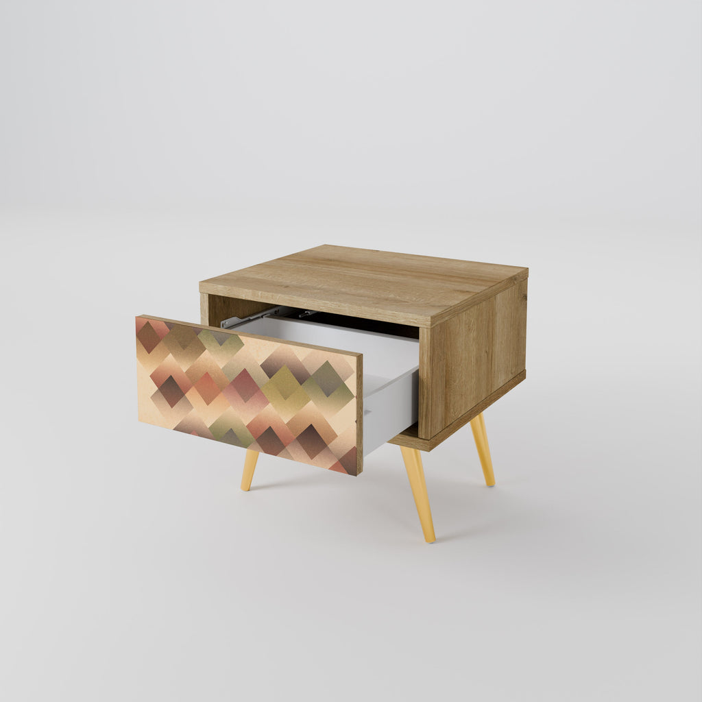 Table de chevet GEOMETRIC FUSION effet chêne