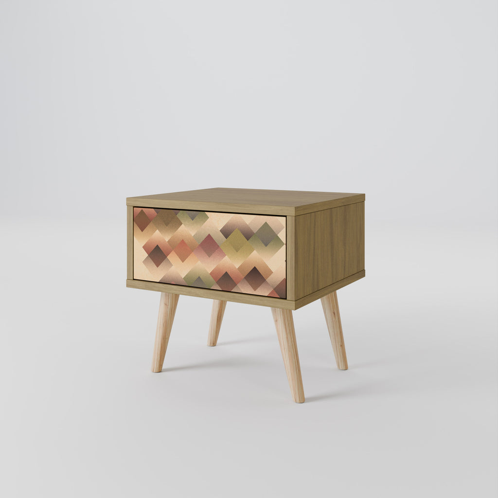 Table de chevet GEOMETRIC FUSION effet chêne