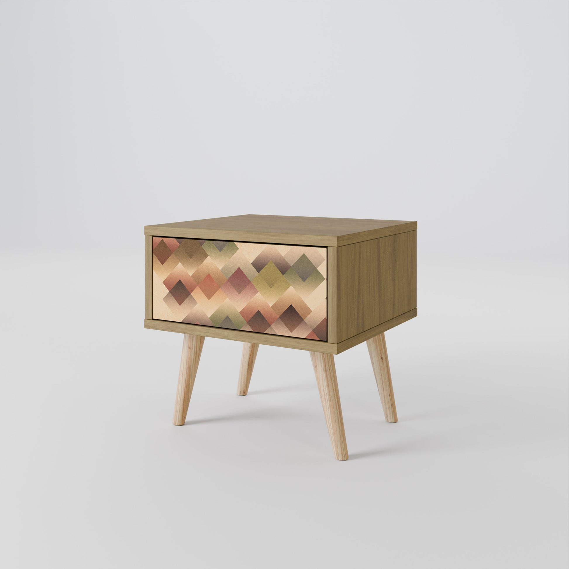 Table de chevet GEOMETRIC FUSION effet chêne