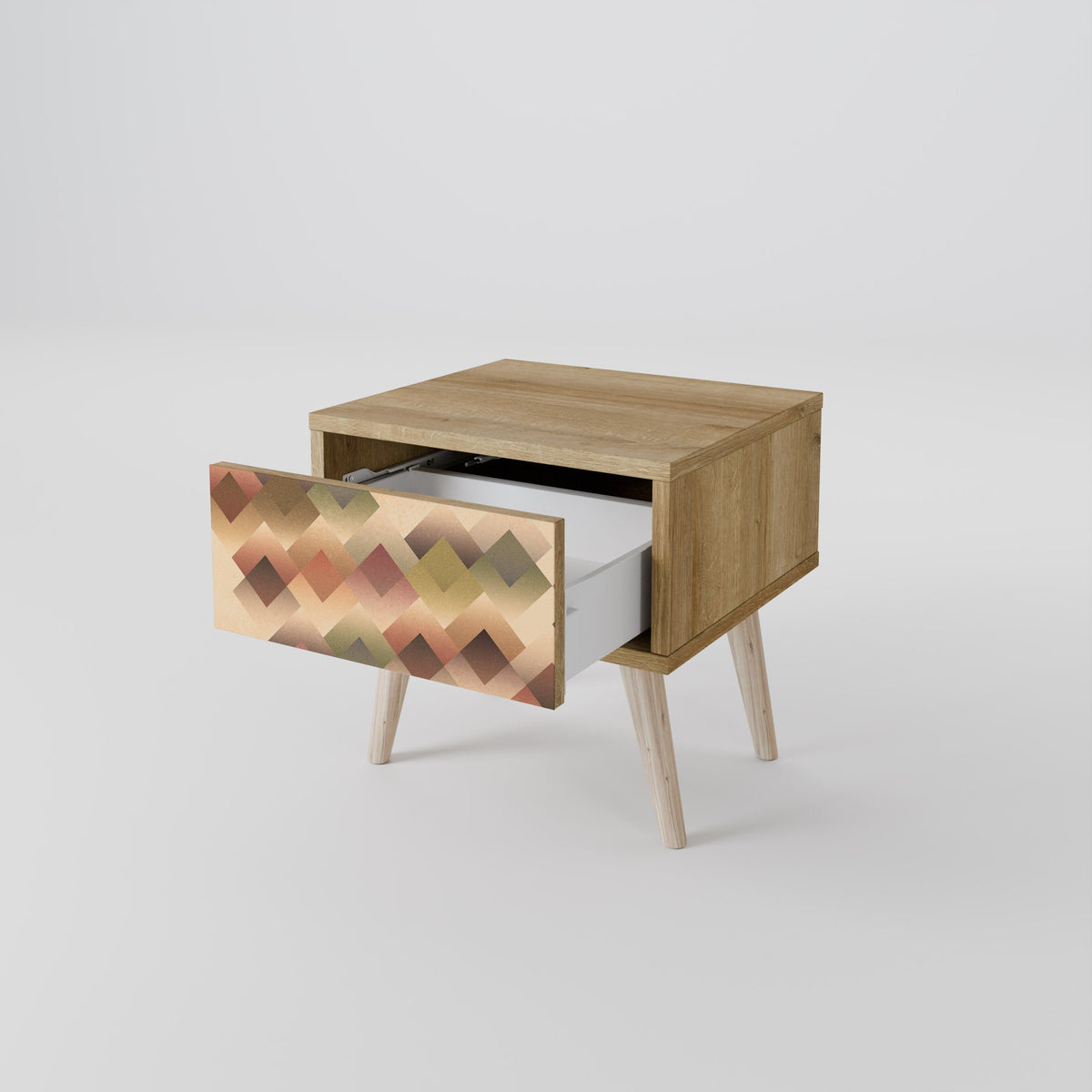 Table de chevet GEOMETRIC FUSION effet chêne