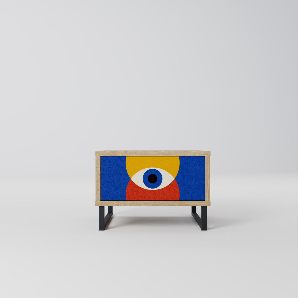 Table de chevet GEOMETRIC EYES effet chêne