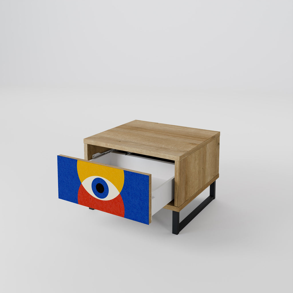 Table de chevet GEOMETRIC EYES effet chêne