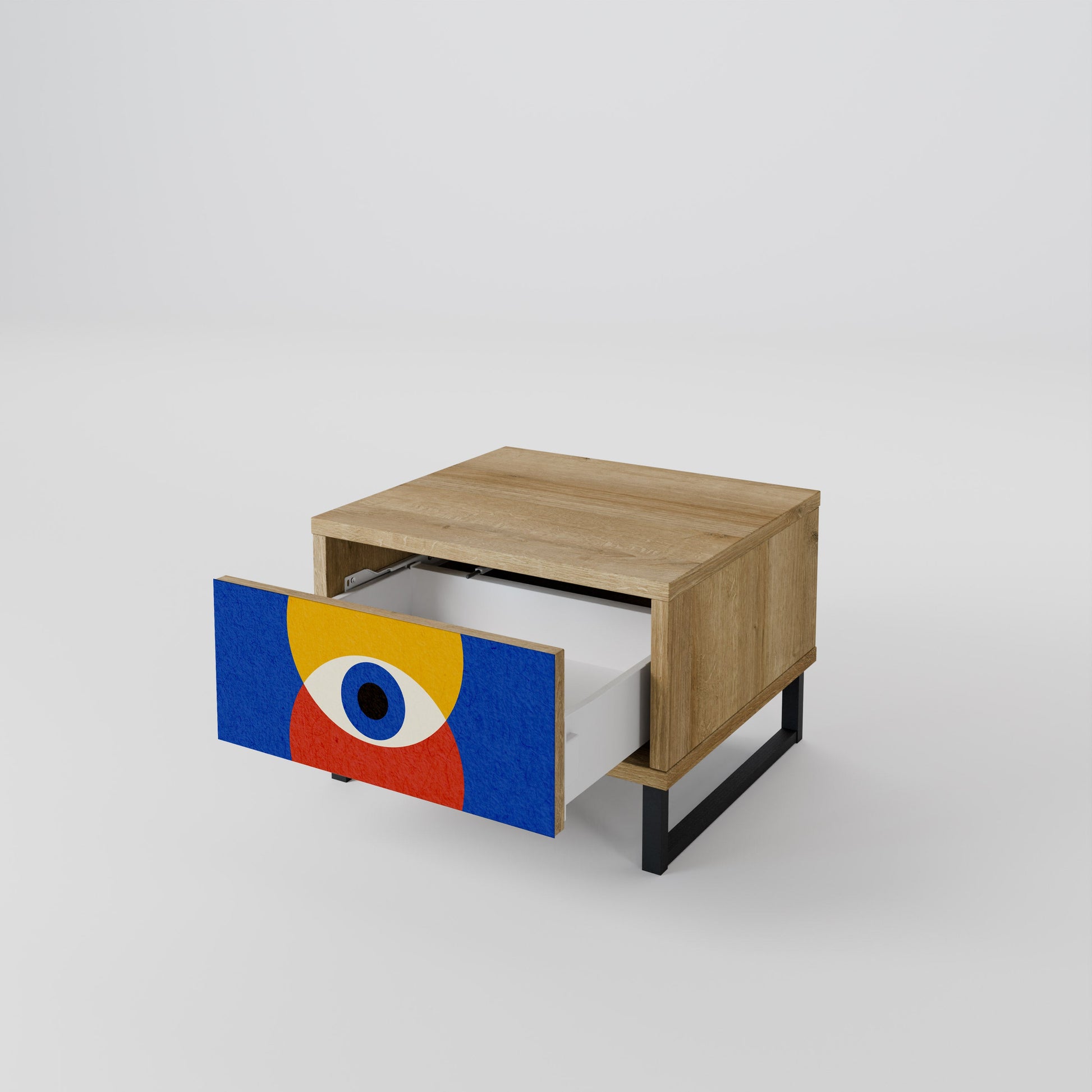 Table de chevet GEOMETRIC EYES effet chêne