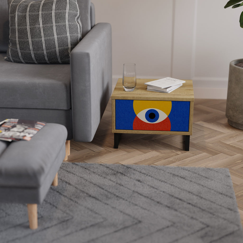 Table de chevet GEOMETRIC EYES effet chêne