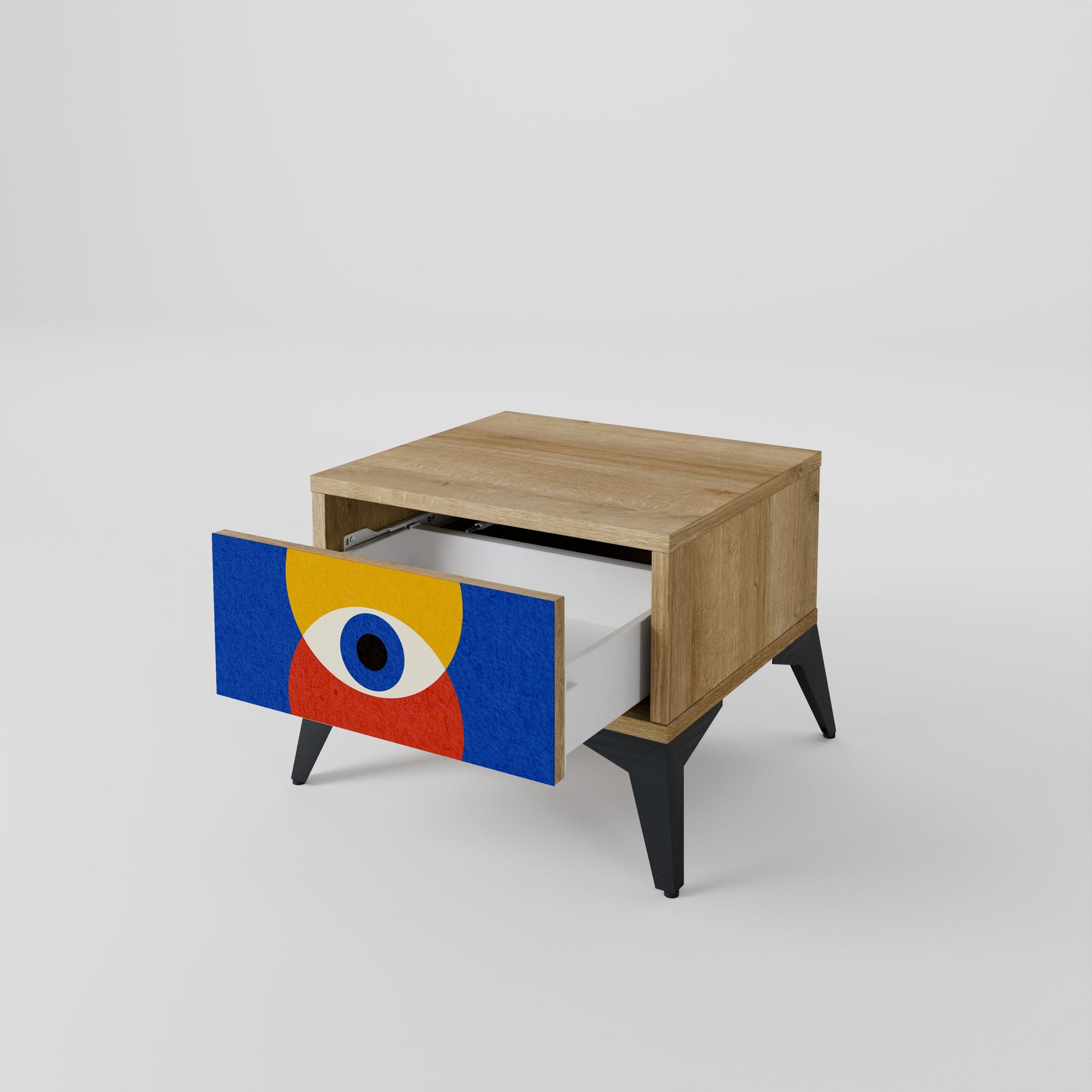 Table de chevet GEOMETRIC EYES effet chêne