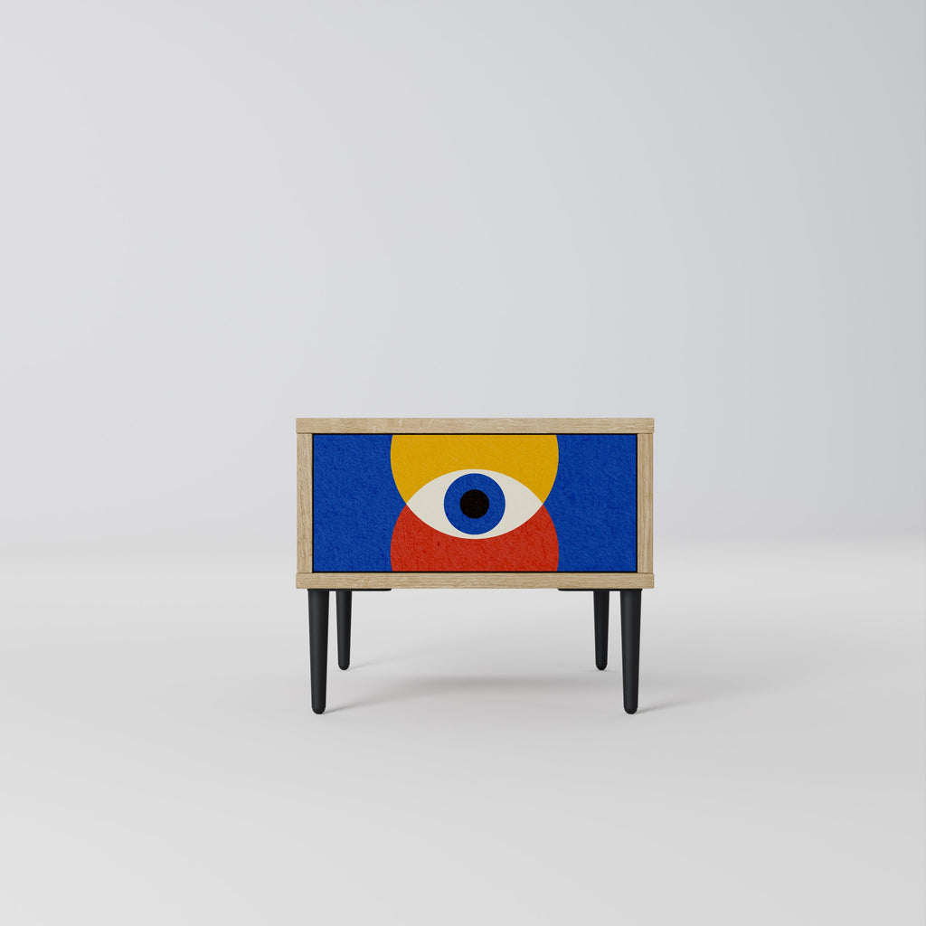 Table de chevet GEOMETRIC EYES effet chêne