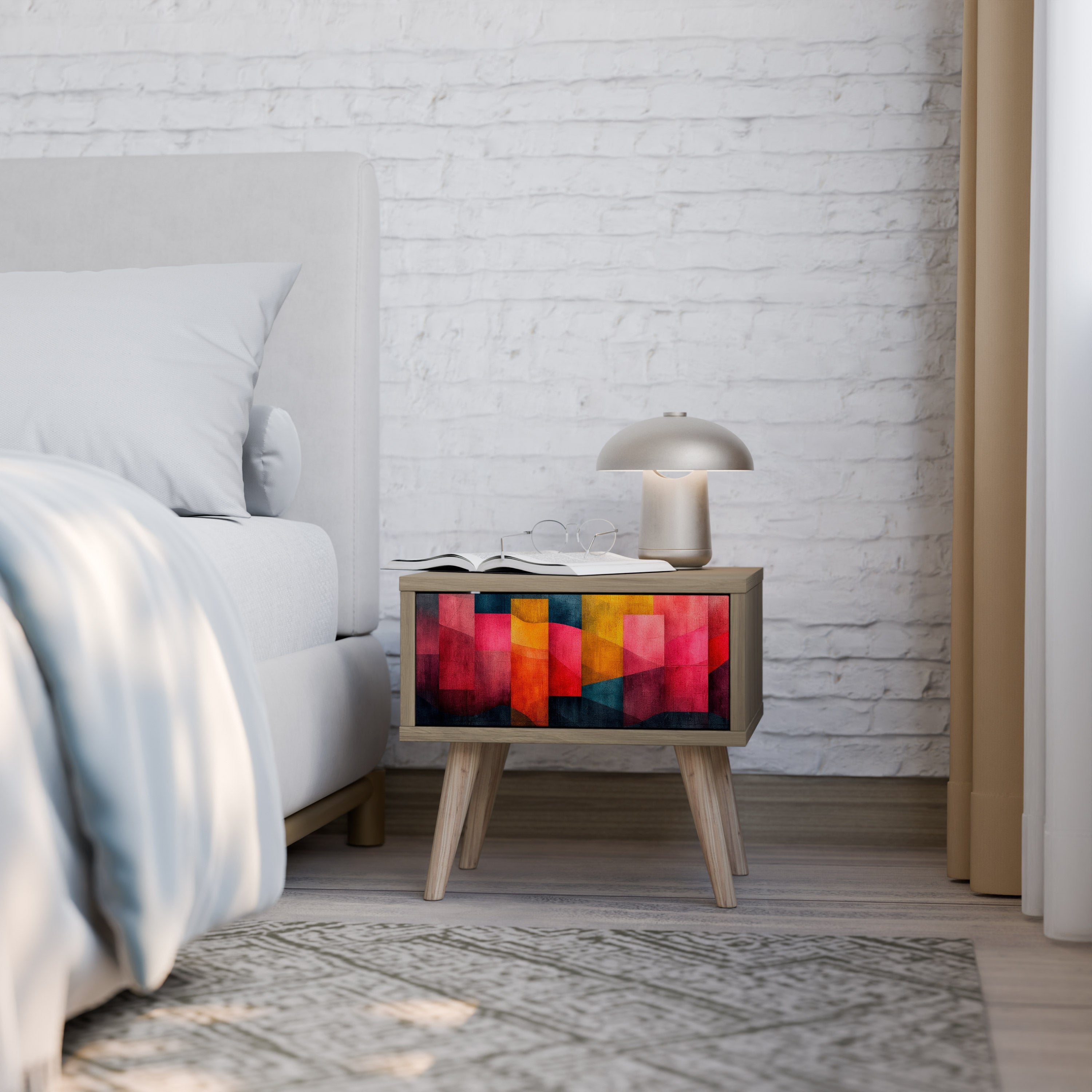 COLORFUL SOUNDS Nightstand in Oak Effect