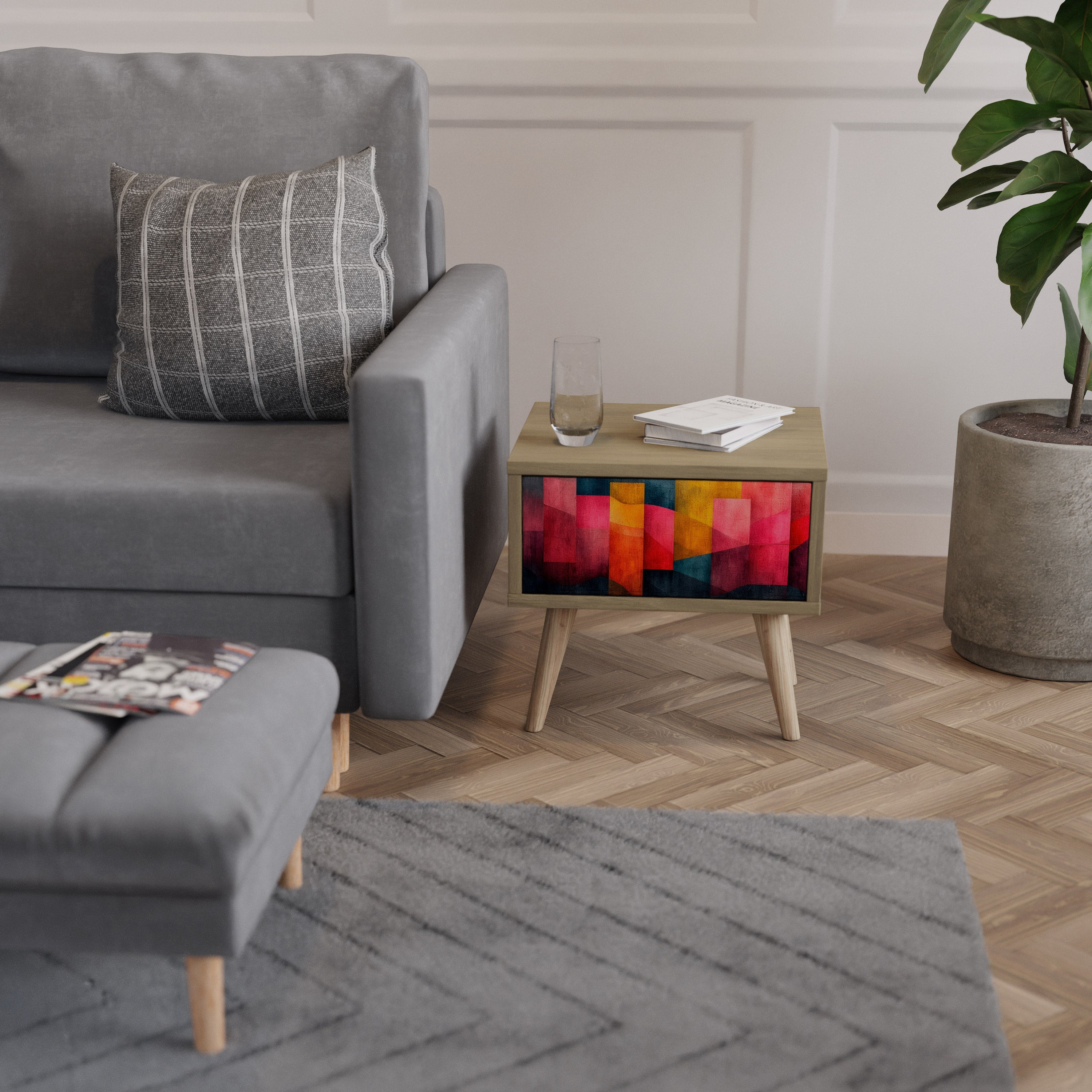 COLORFUL SOUNDS Nightstand in Oak Effect
