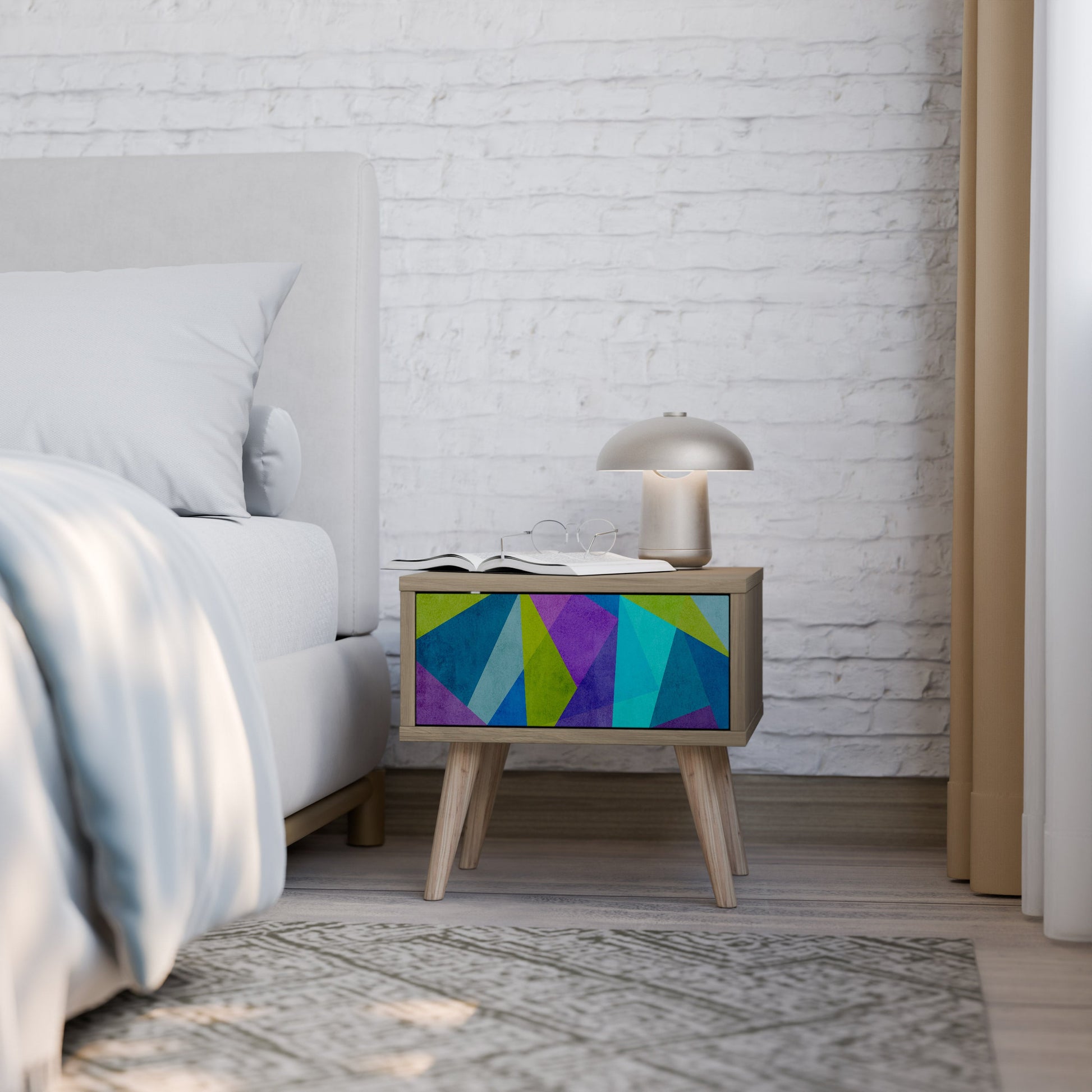 COLD SHOWCASE Nightstand in Oak Effect