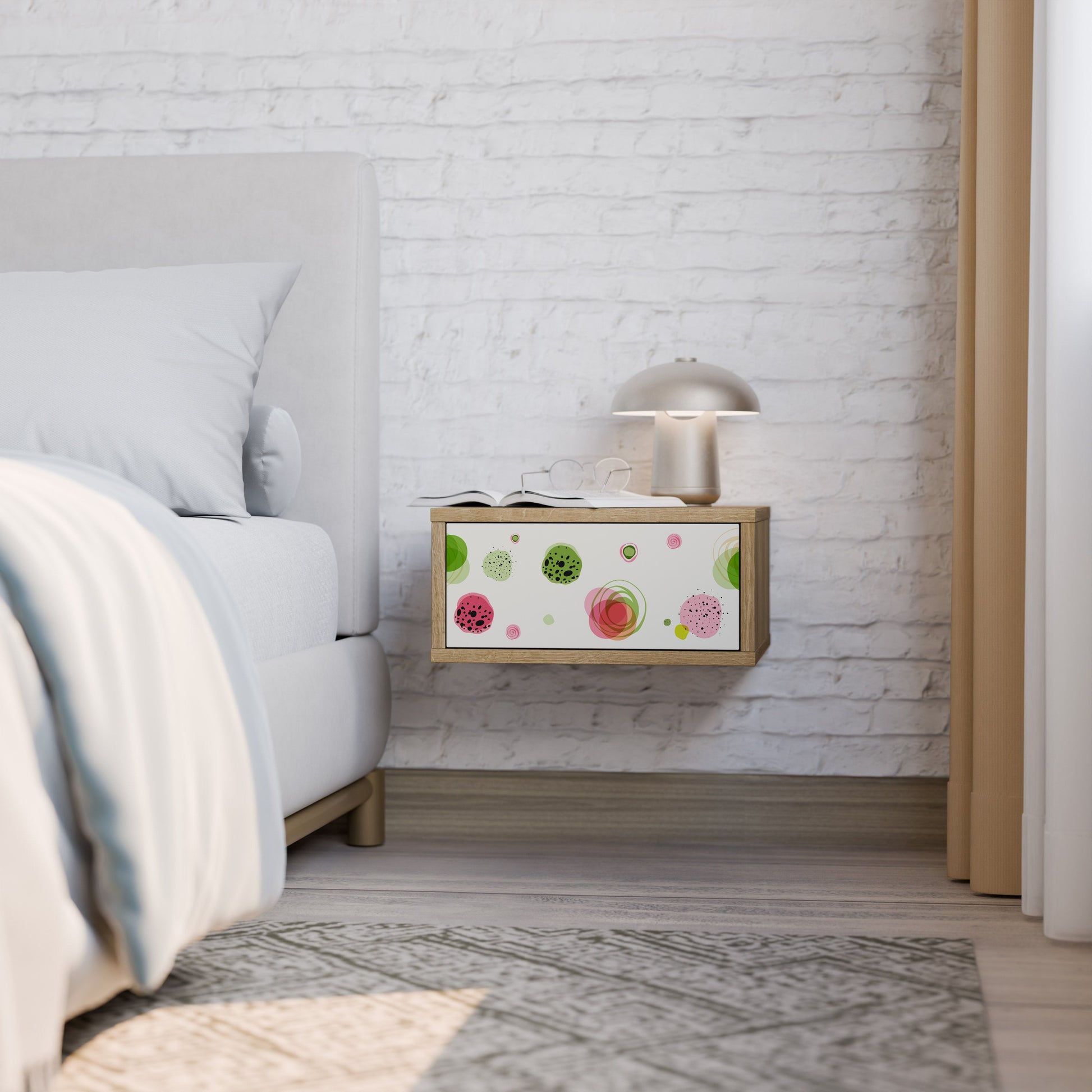 COLORFUL COSMOS Nightstand in Oak Effect