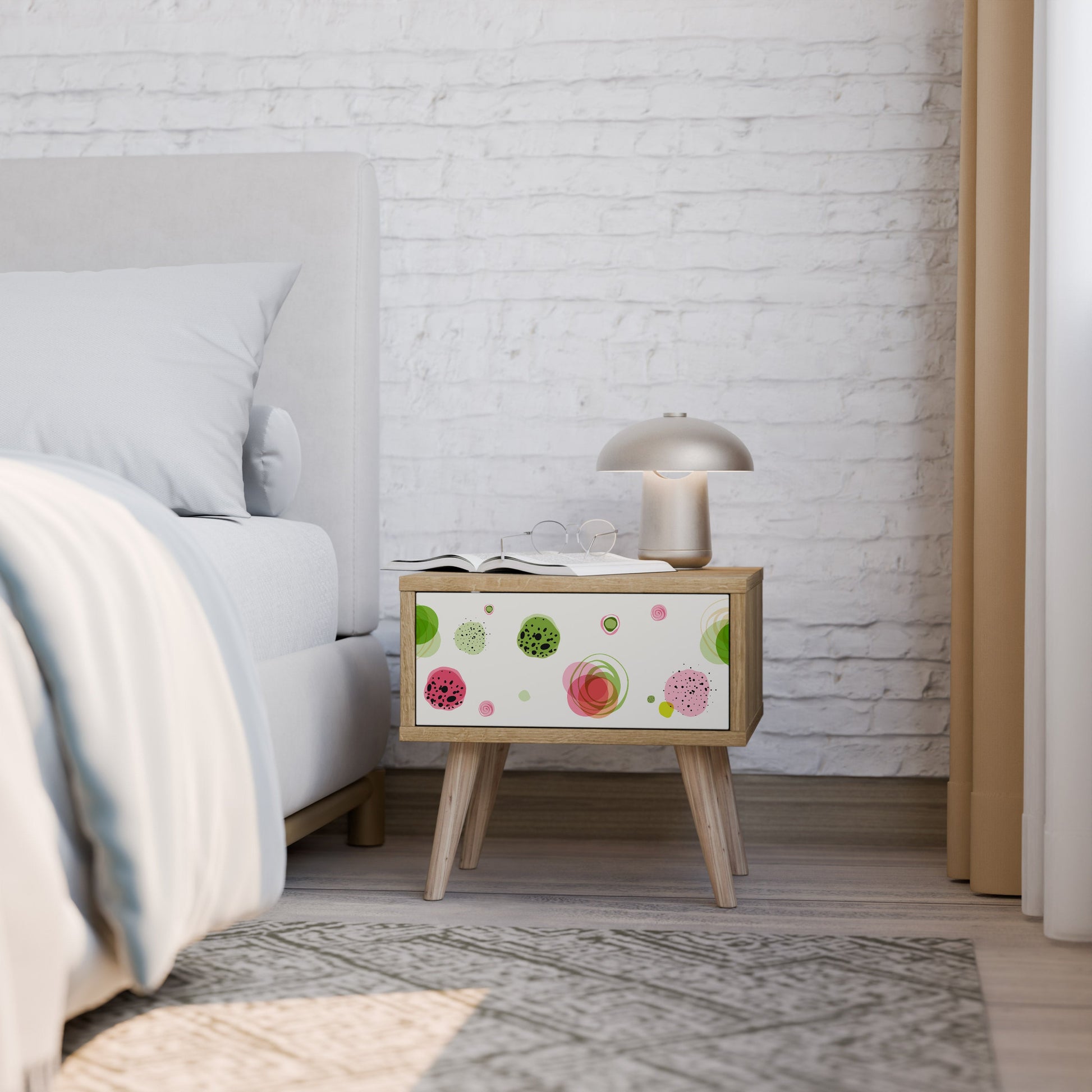 COLORFUL COSMOS Nightstand in Oak Effect